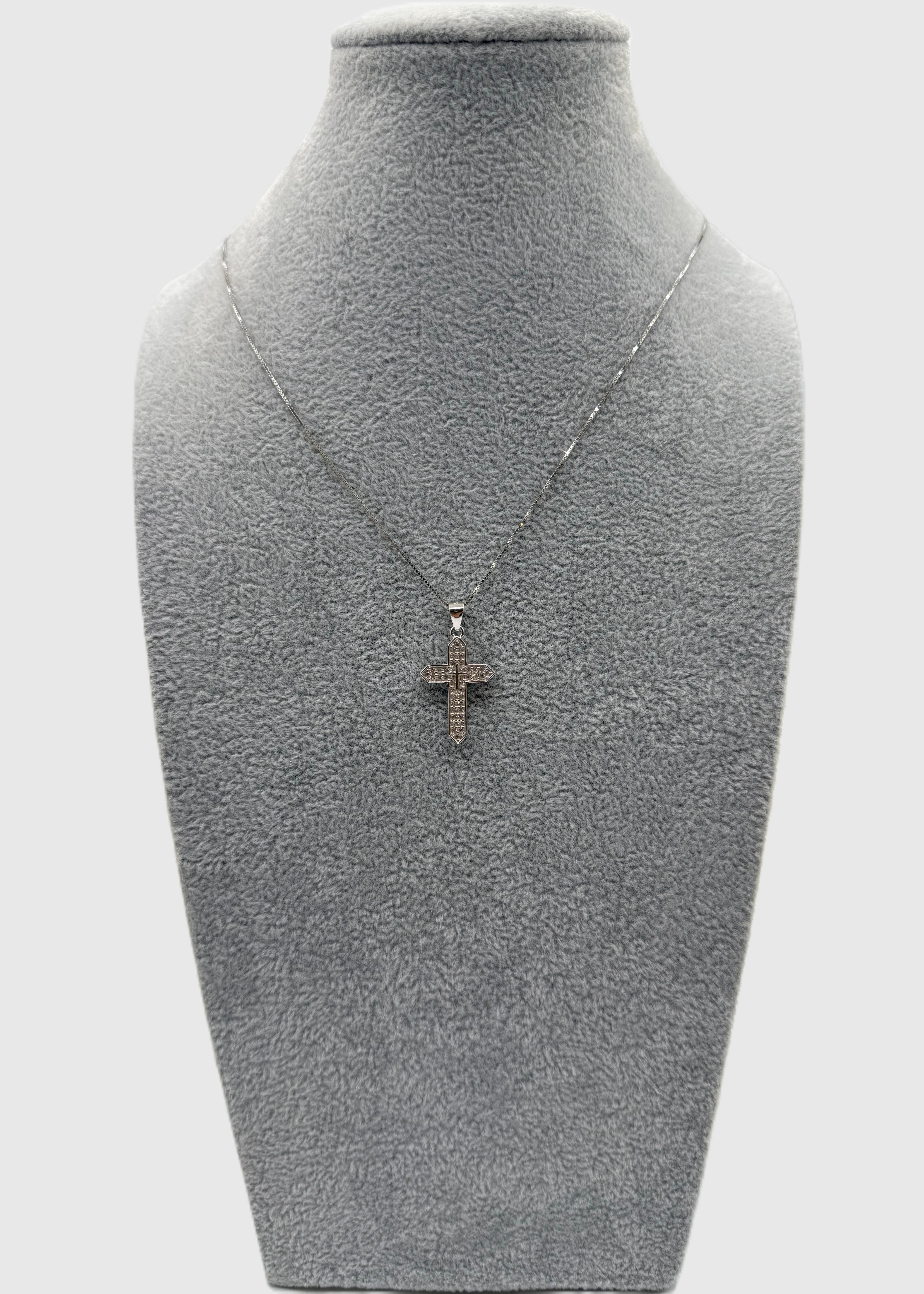 Collana Argento925 Con Ciondolo Crocifisso Zirconato Art.9654