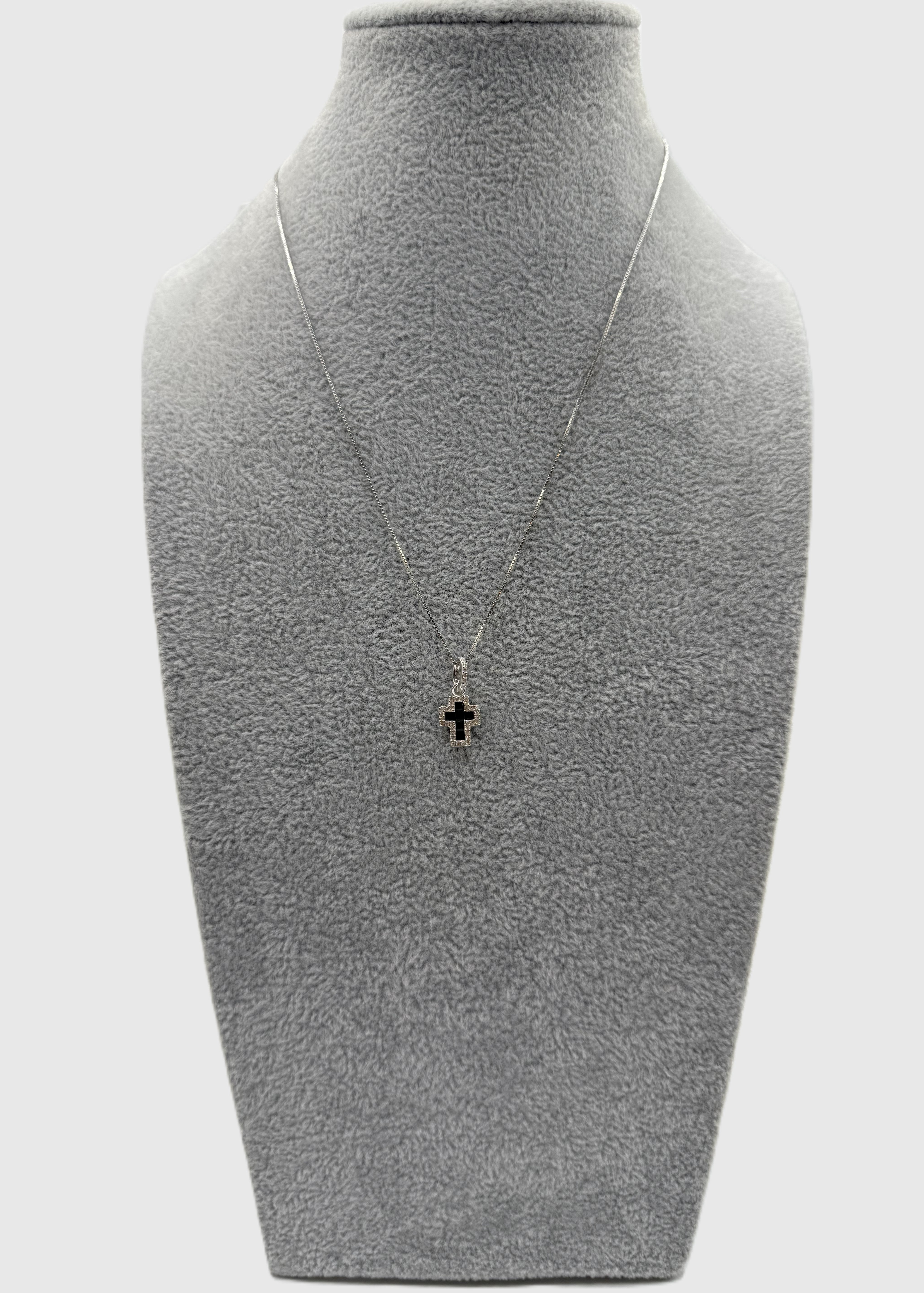 Collana Argento925 Con Ciondolo Crocifisso Zirconato Art.P20/38 Nero