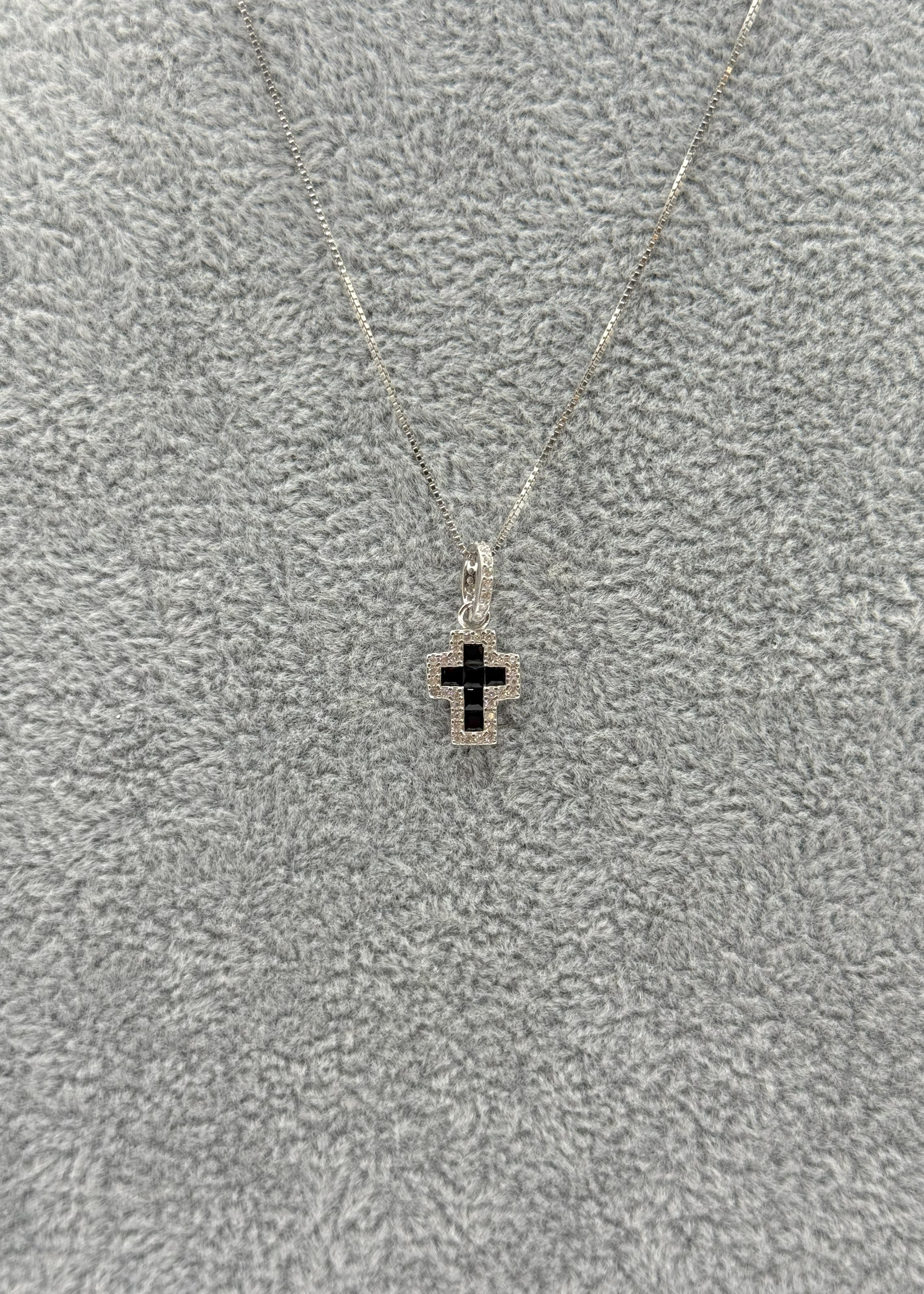 Collana Argento925 Con Ciondolo Crocifisso Zirconato Art.P20/38 Nero