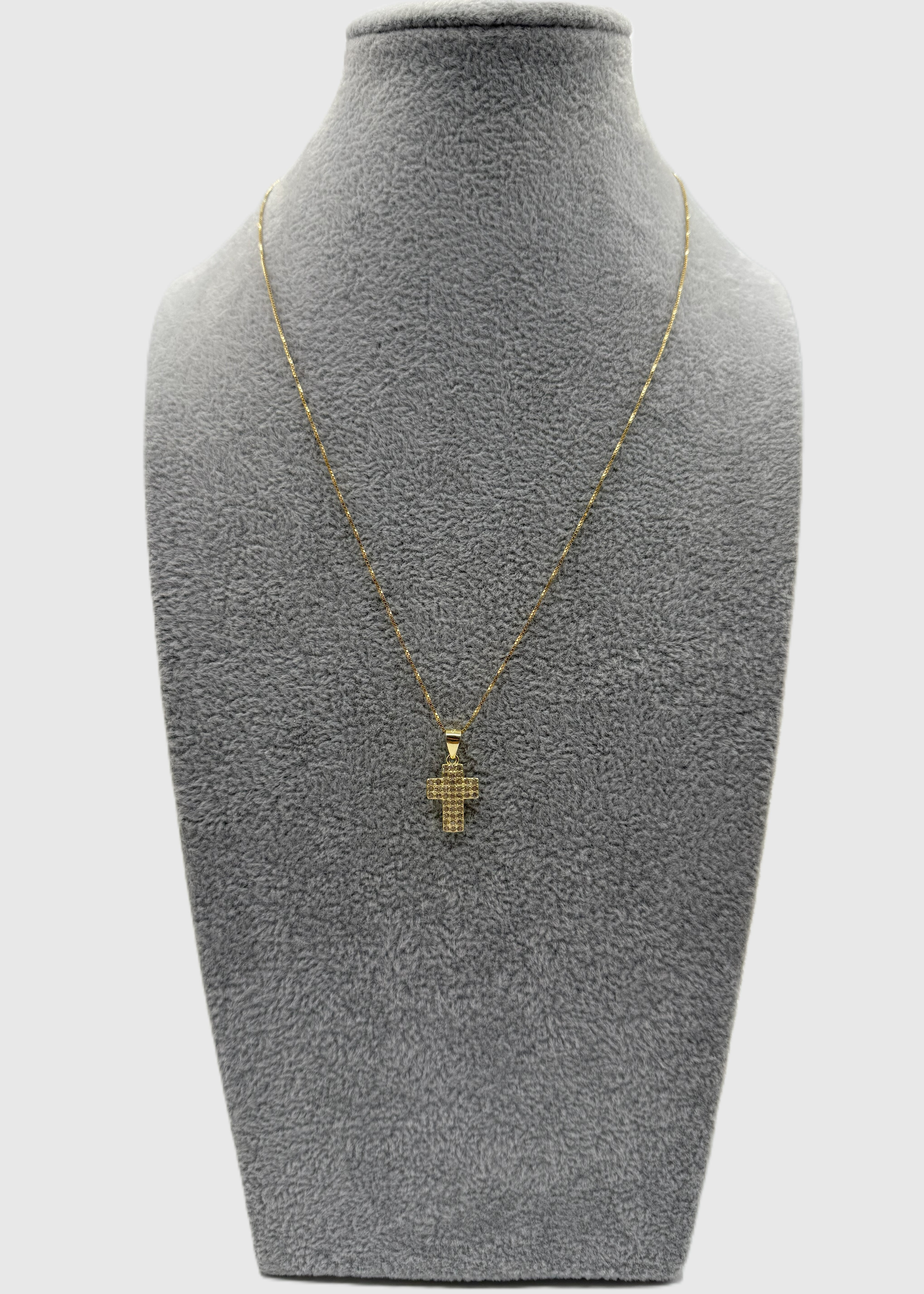 Collana Argento925 Dorata Con Ciondolo Crocifisso Zirconato Art.P20