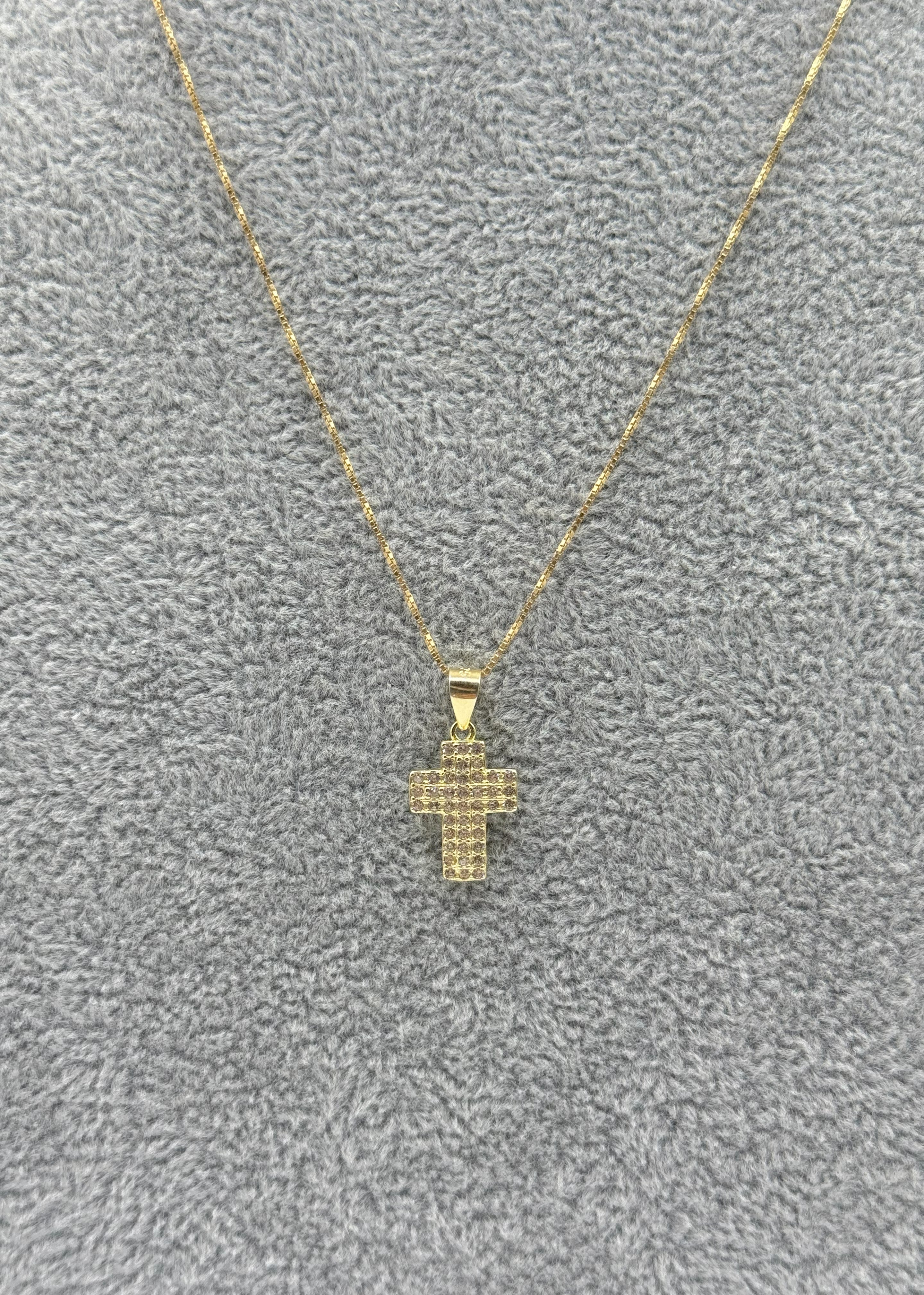 Collana Argento925 Dorata Con Ciondolo Crocifisso Zirconato Art.P20