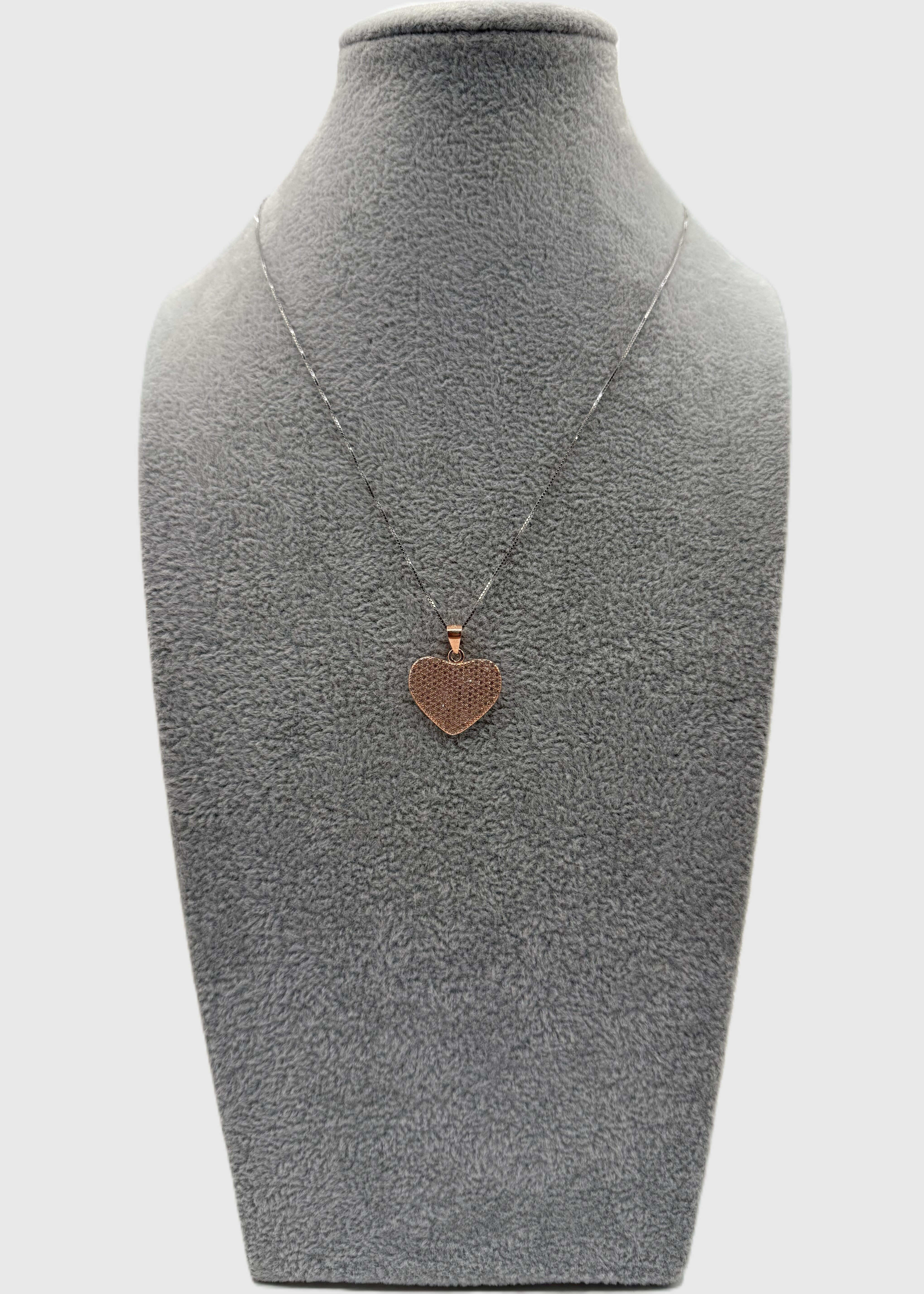 Collana Argento925 Con Cuore Zirconato Color Rame Art.P24/4