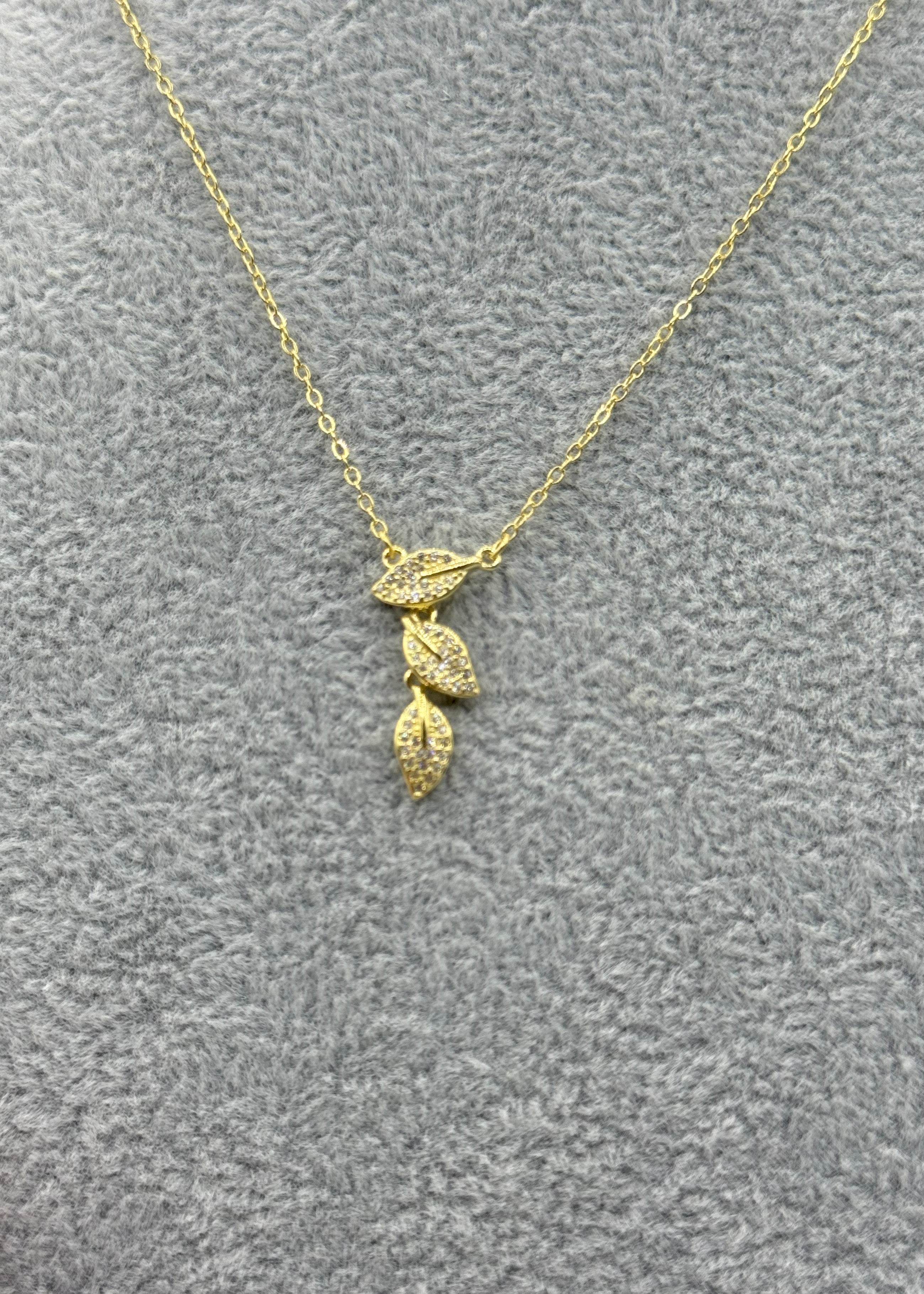 Collana Argento925 Dorata Con Foglioline Zirconate Art.CL37/28