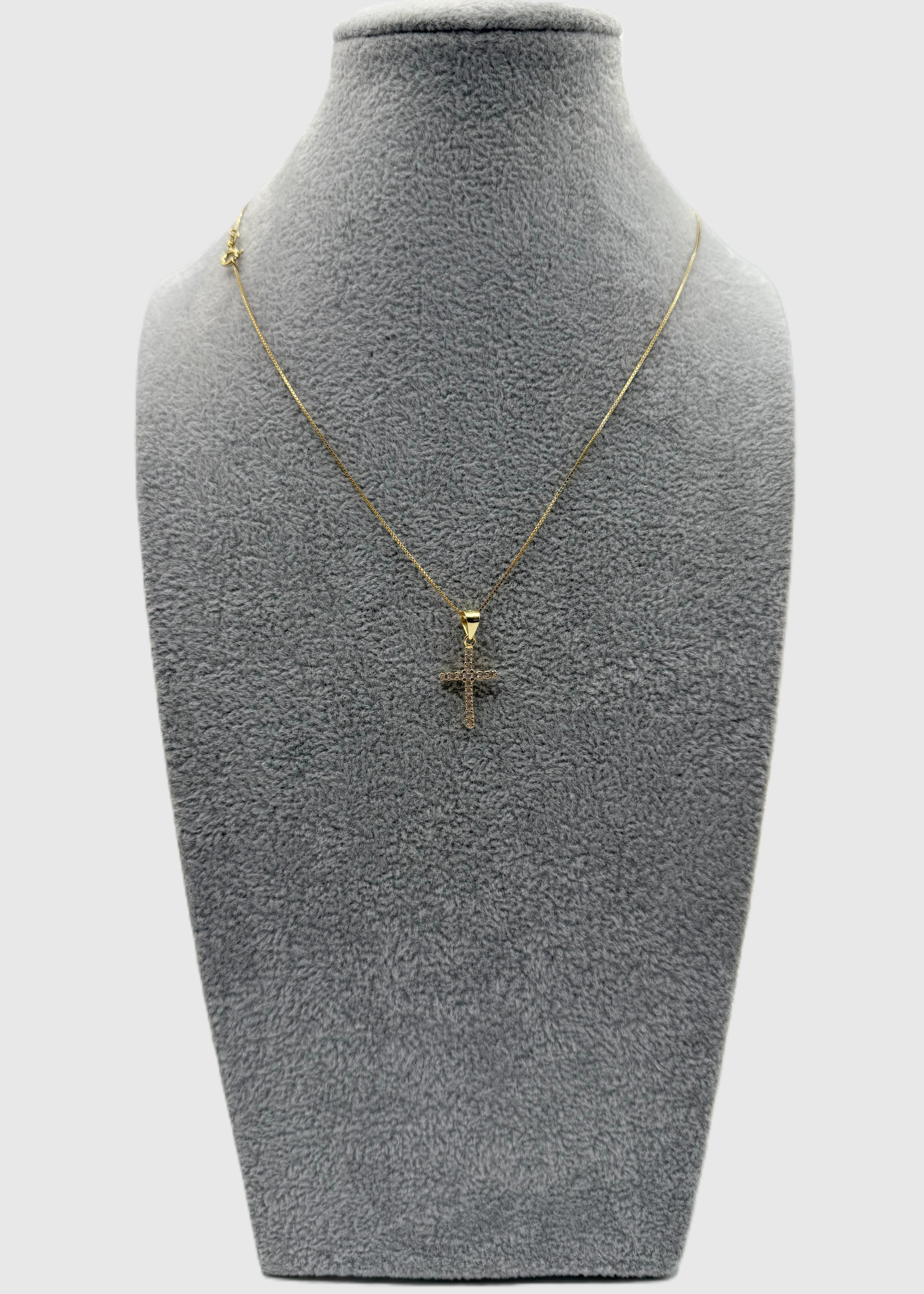 Collana Argento925 Dorato Con Ciondolo Crocifisso Zirconato Art.Cz02