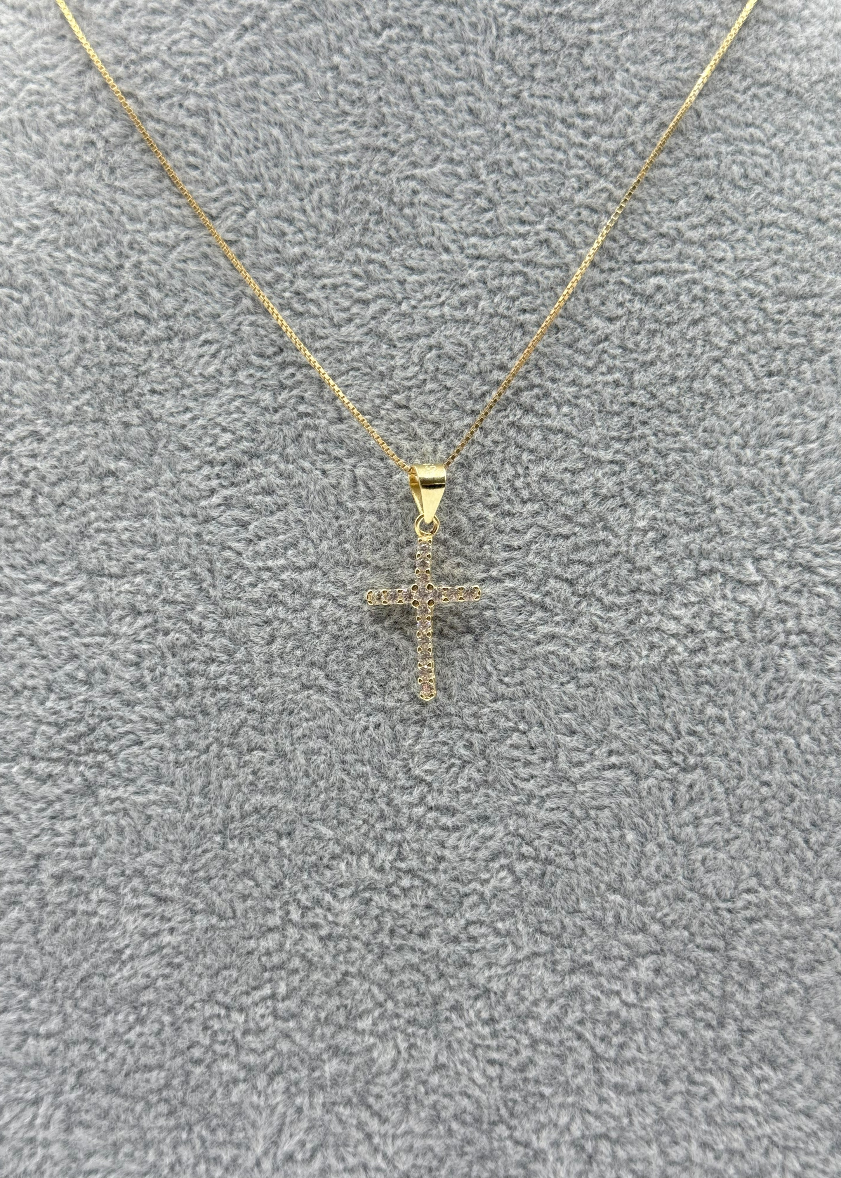 Collana Argento925 Dorato Con Ciondolo Crocifisso Zirconato Art.Cz02