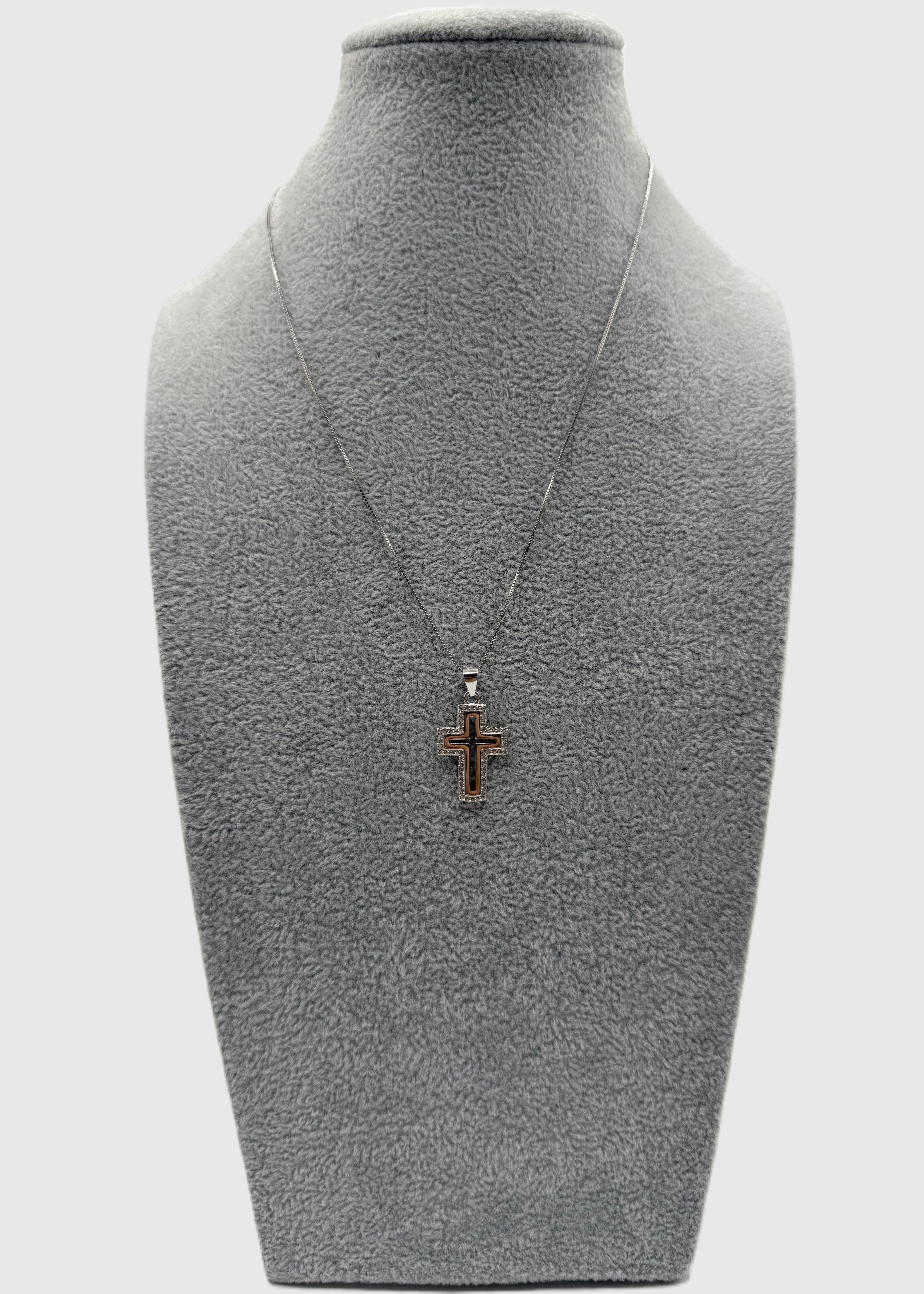 Collana Argento925 Con Ciondolo Crocifisso Zirconato Art.9650