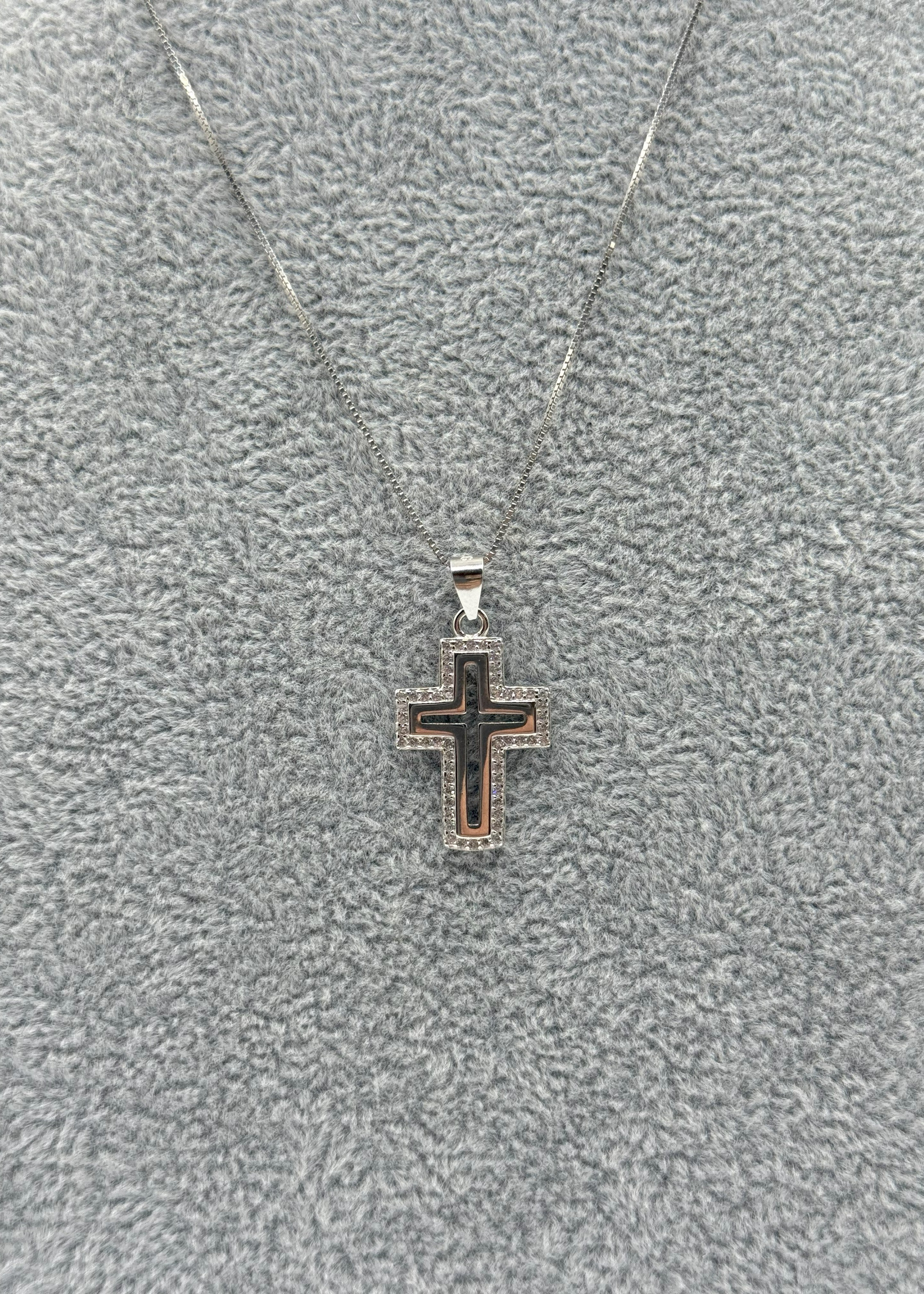 Collana Argento925 Con Ciondolo Crocifisso Zirconato Art.9650