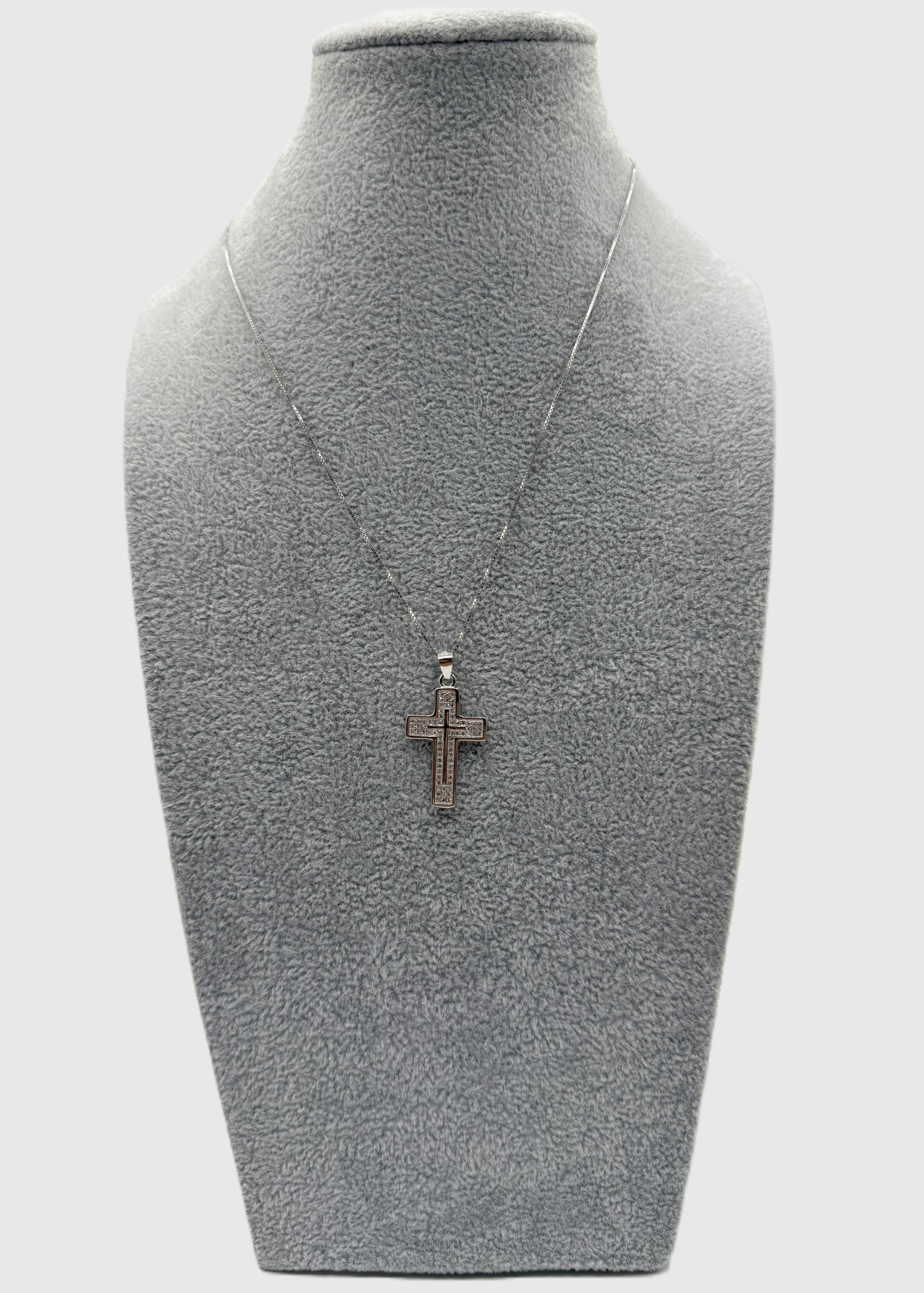 Collana Argento925 Con Ciondolo Crocifisso Zirconato Art. 9655