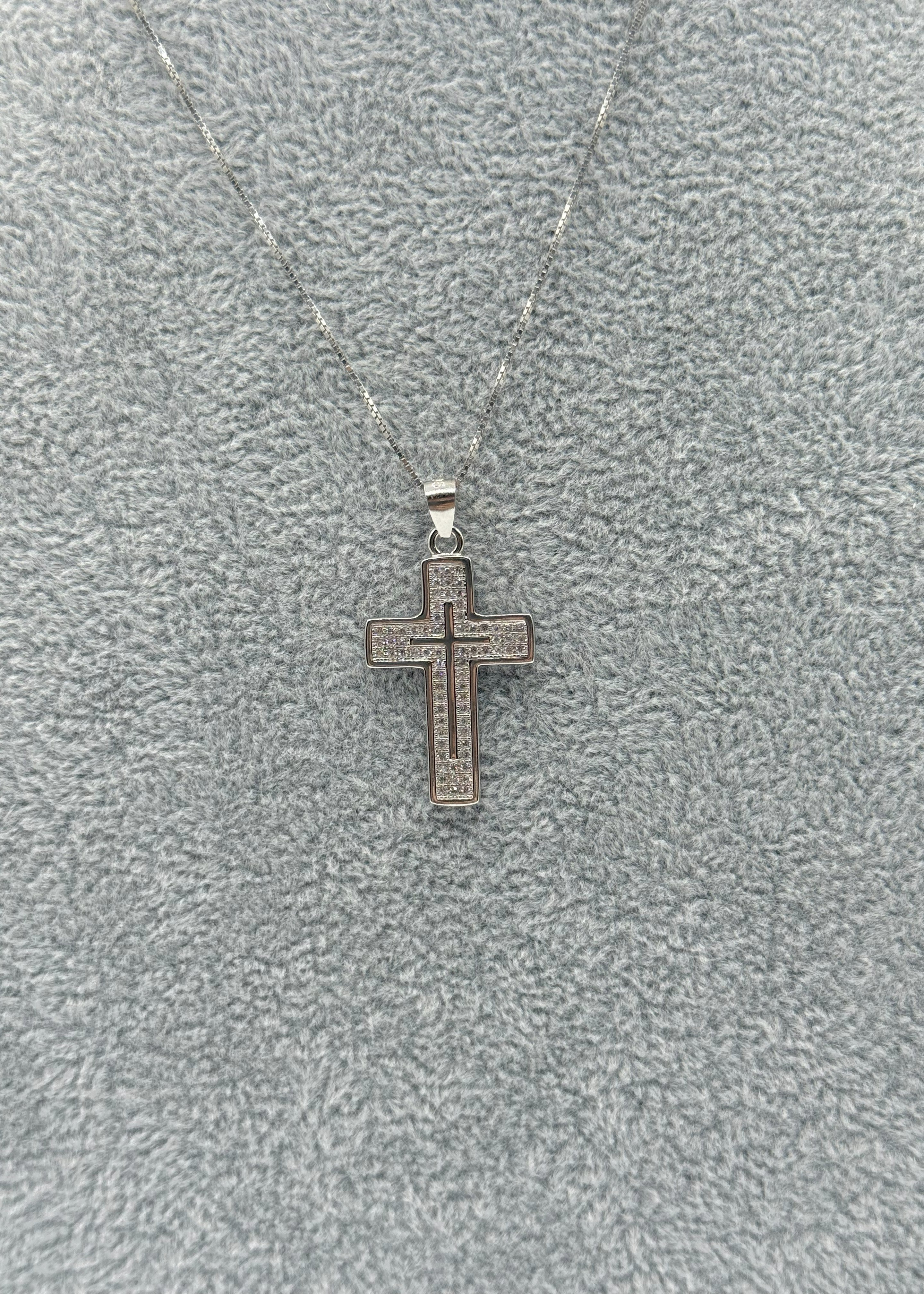 Collana Argento925 Con Ciondolo Crocifisso Zirconato Art. 9655