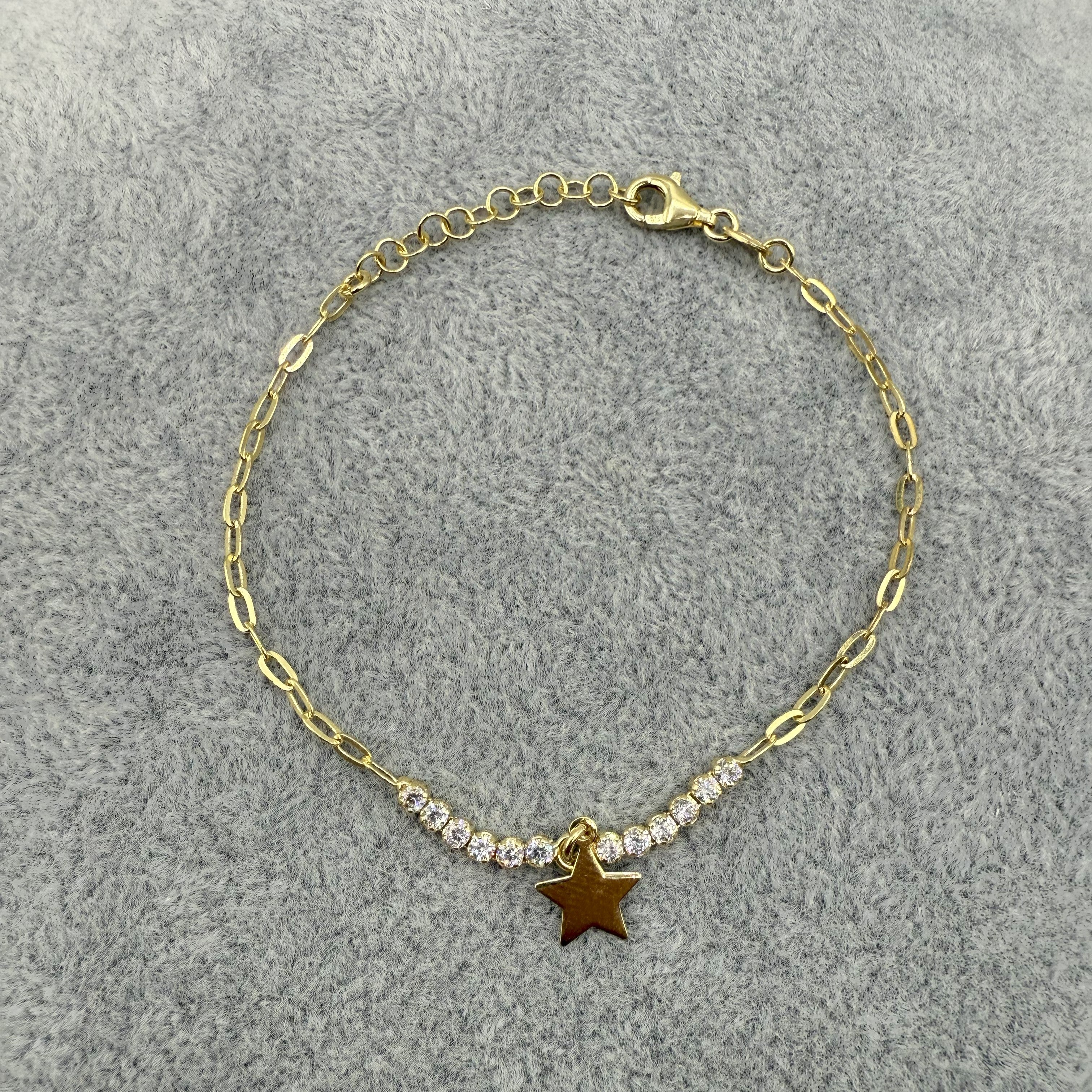 Bracciale Argento925 Dorato Con Ciondolo Stella e ZIrconi Art.9946