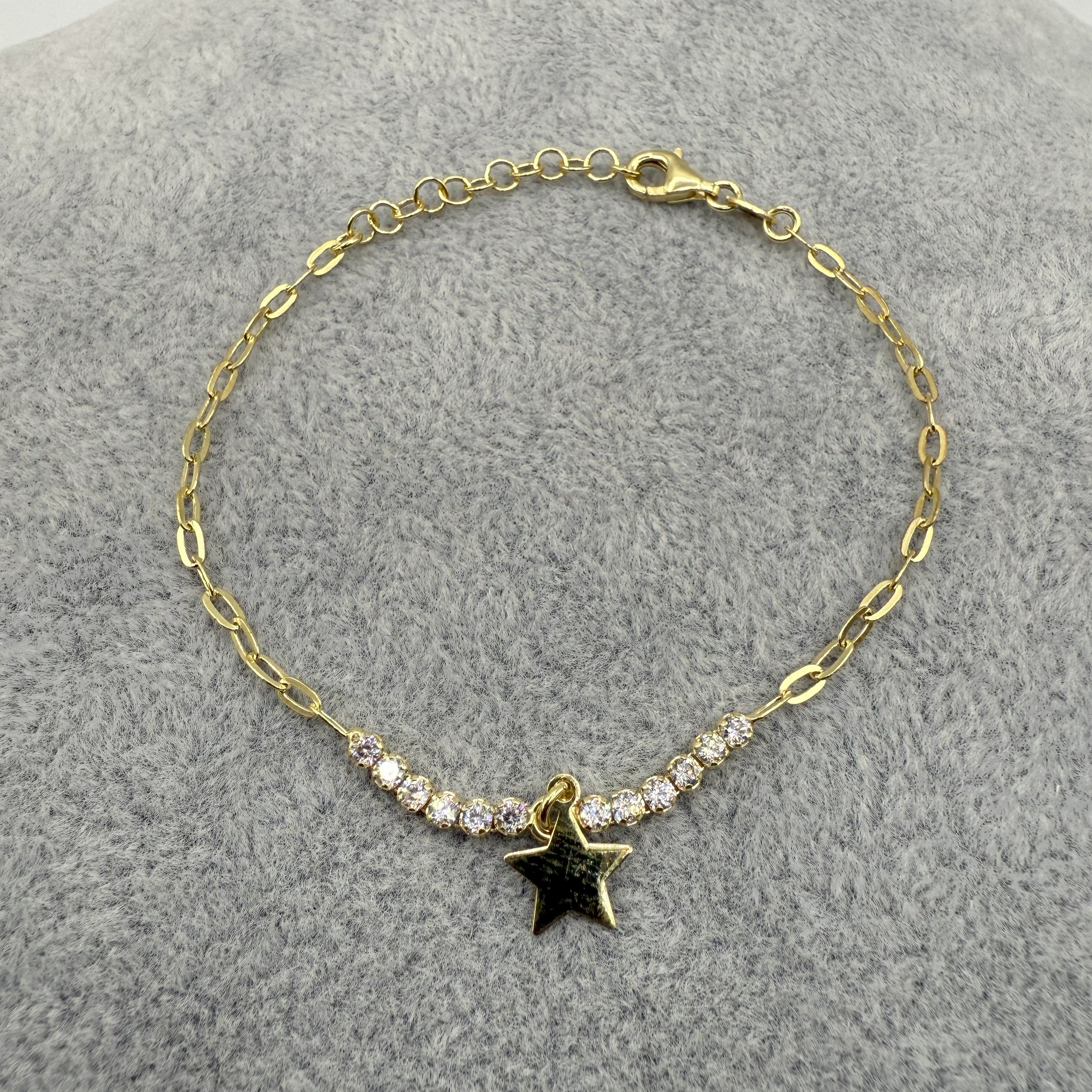 Bracciale Argento925 Dorato Con Ciondolo Stella e ZIrconi Art.9946