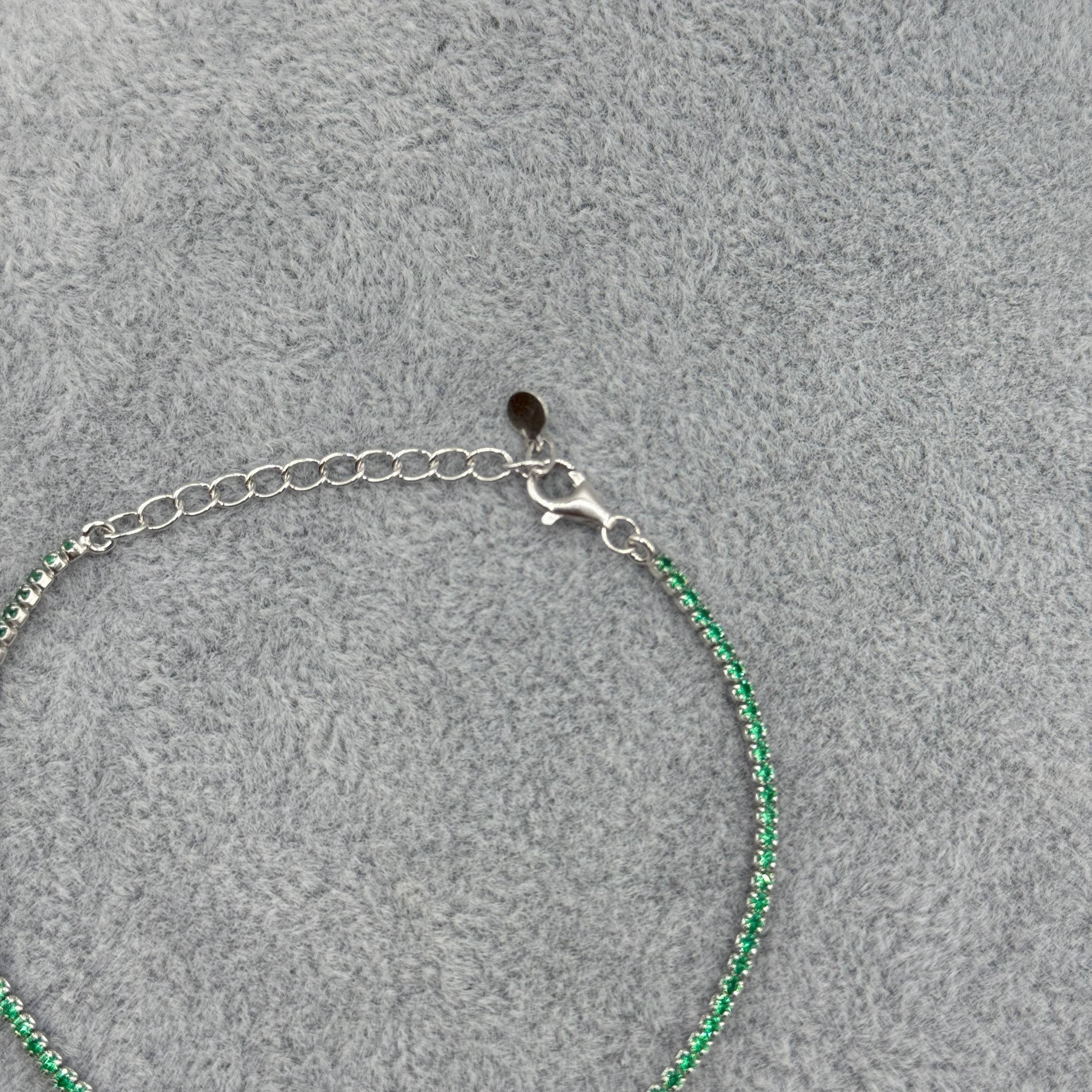 Bracciale Argento925 Tennis Verde Smeraldo
