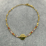 Bracciale Argento925 Dorato Con Ciondolo e Zirconi Colorati Art.9946