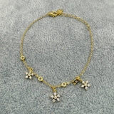 Bracciale Argento925 Dorato Con Fiorellini Zirconati Art.Br34