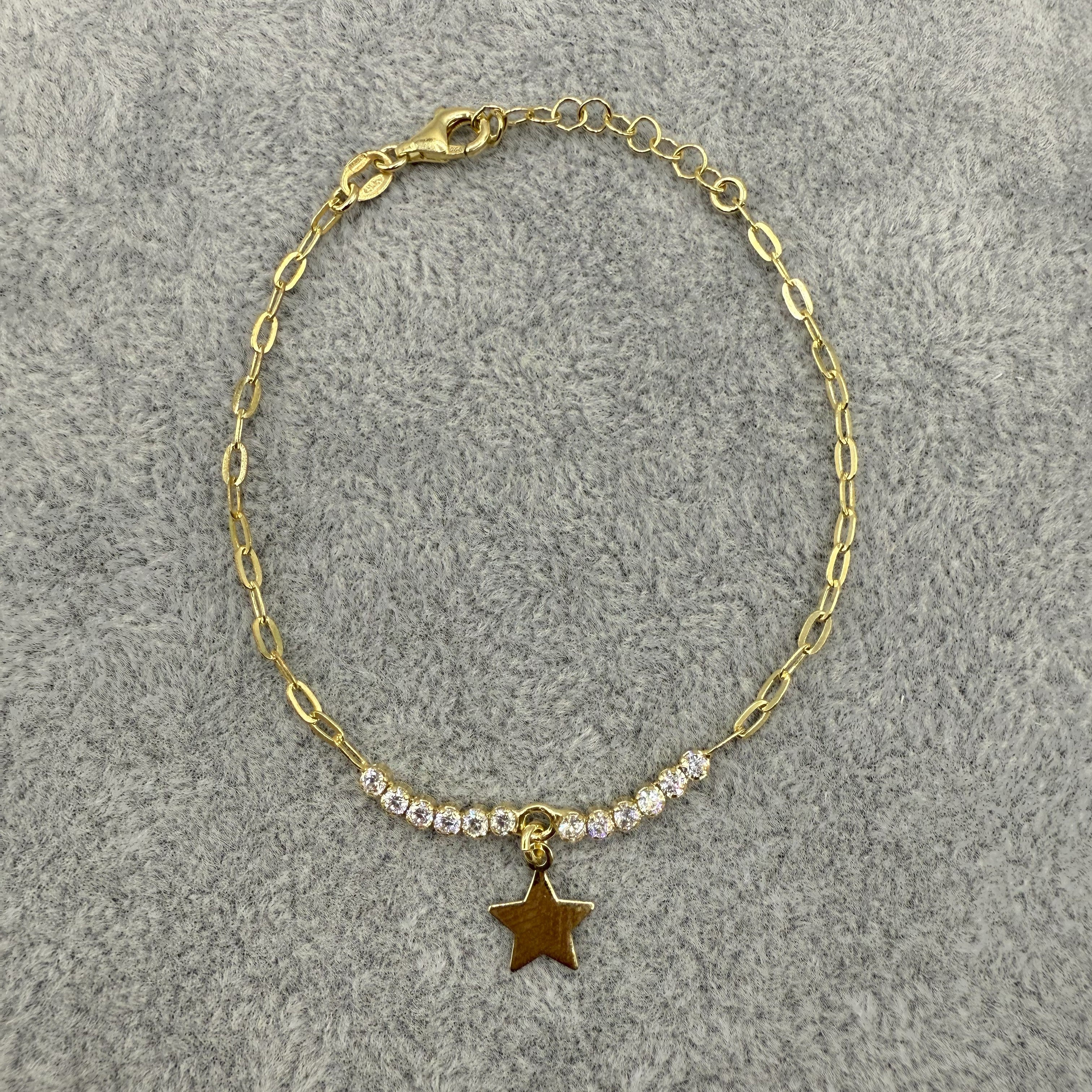 Bracciale Argento925 Dorato Con Stella e Zirconi Art.9946