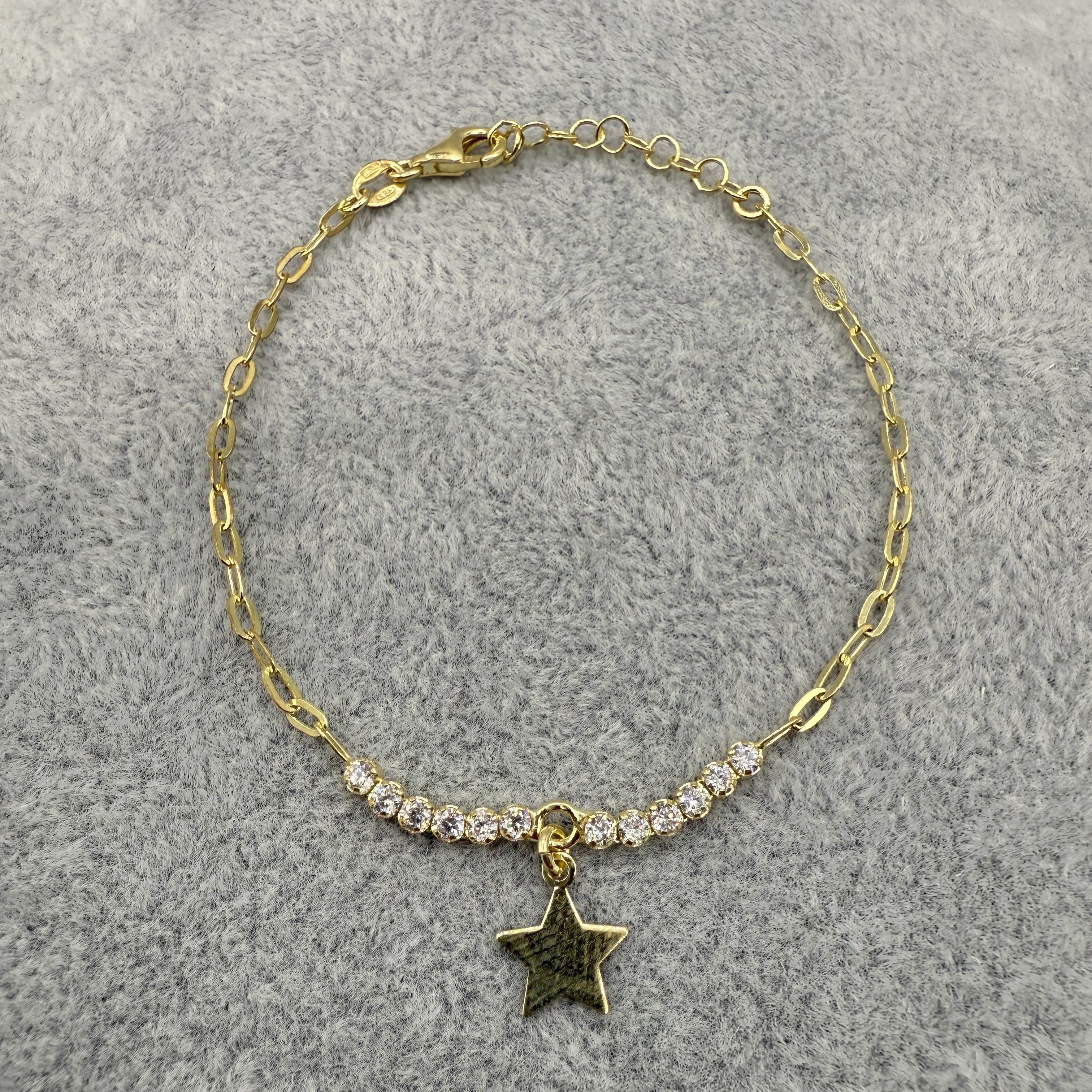 Bracciale Argento925 Dorato Con Stella e Zirconi Art.9946