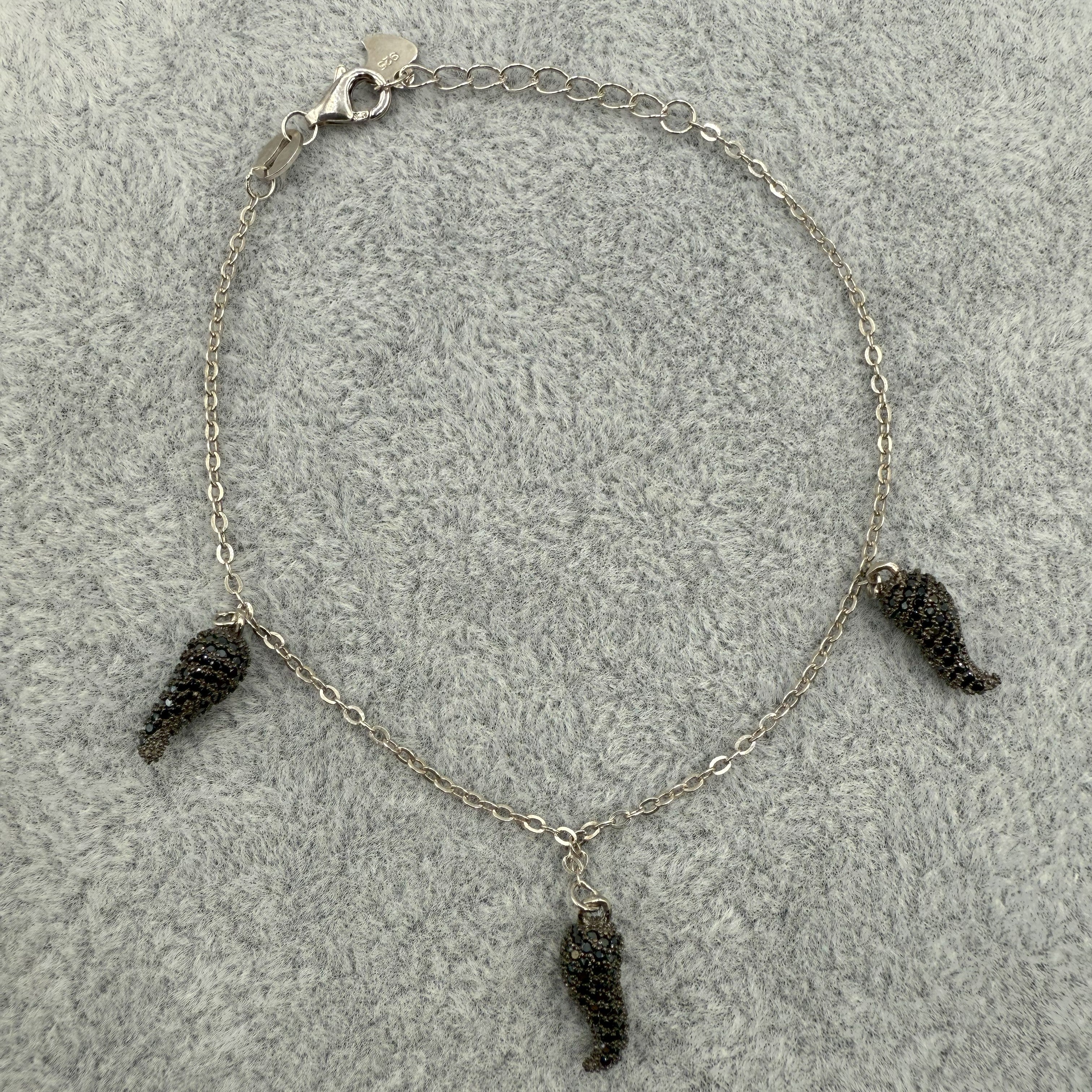 Bracciale Argento925 Con Cornetti Neri Zirconati Art.Cr2