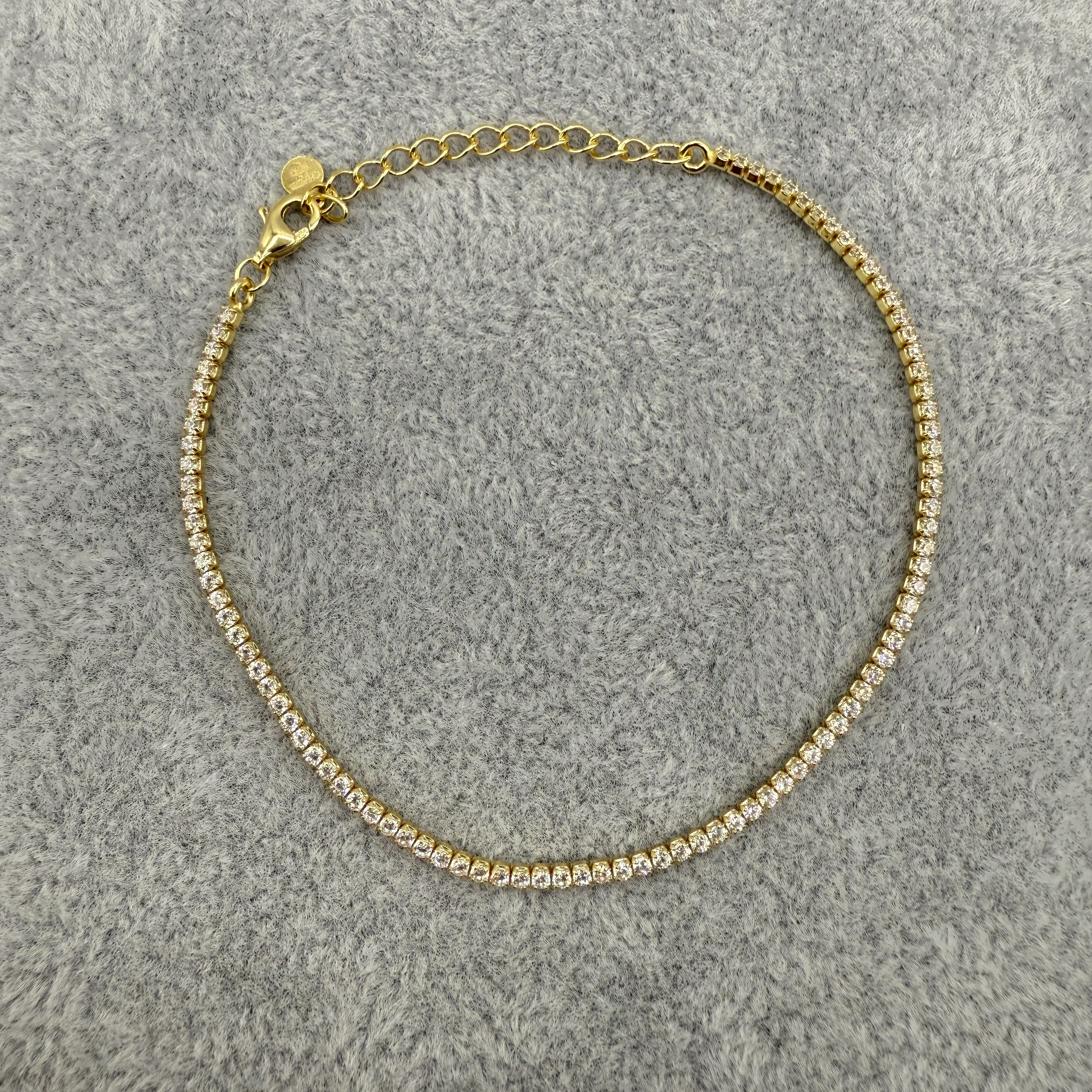 Bracciale Argento925 Dorato Tennis Bianco