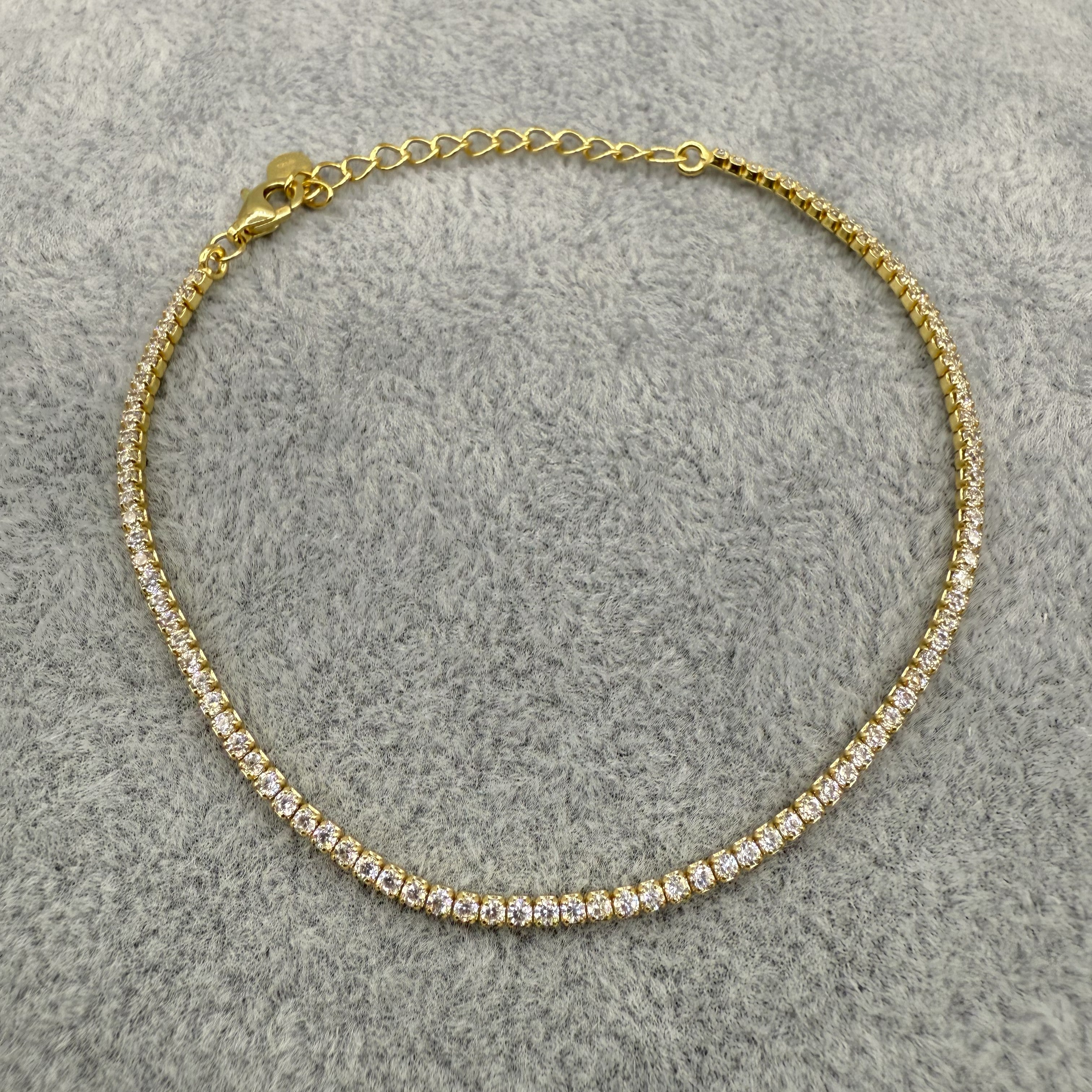 Bracciale Argento925 Dorato Tennis Bianco