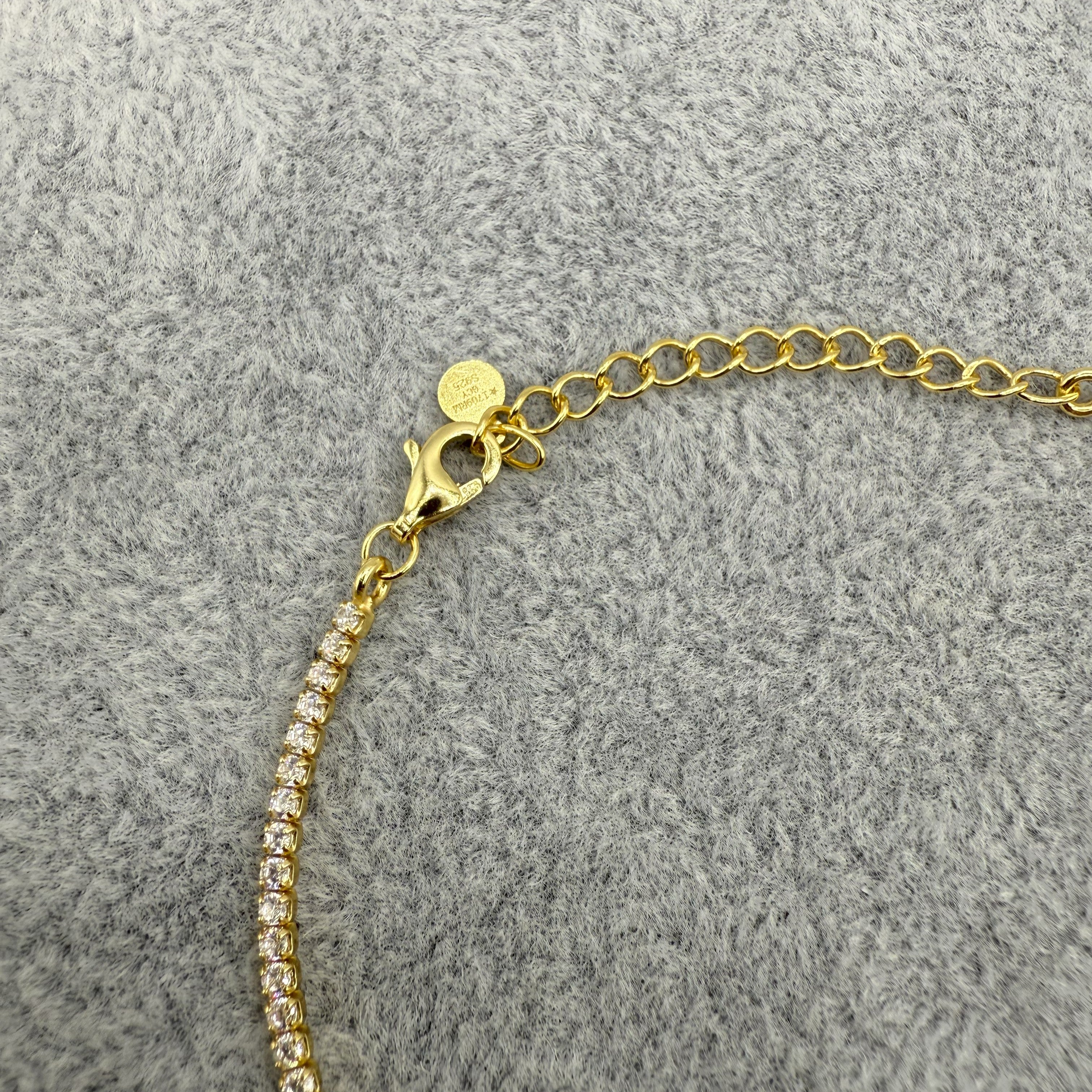 Bracciale Argento925 Dorato Tennis Bianco