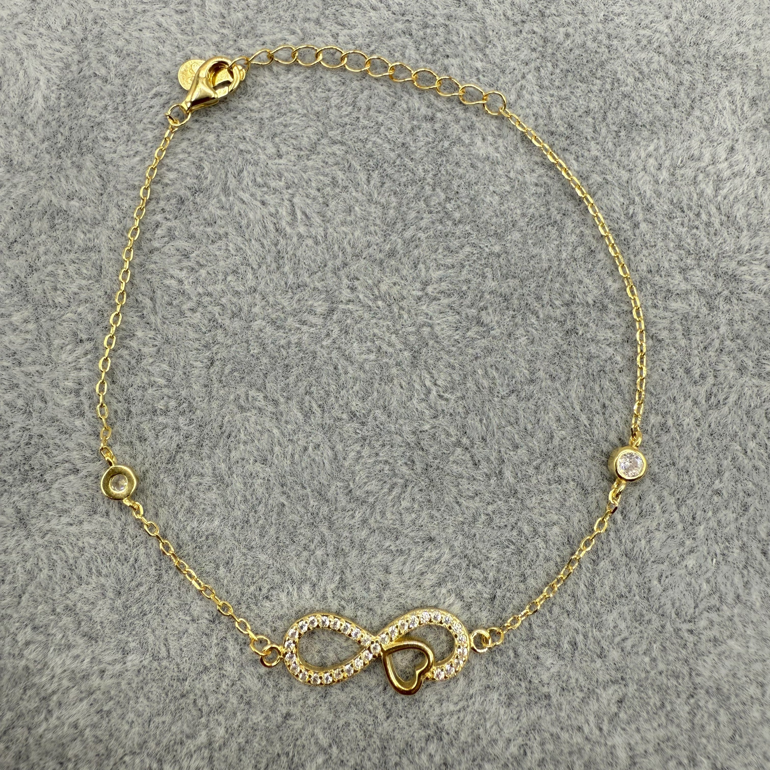 Bracciale Argento925 Dorato Con Simbolo Infinito Zirconato Art.Br52/19C