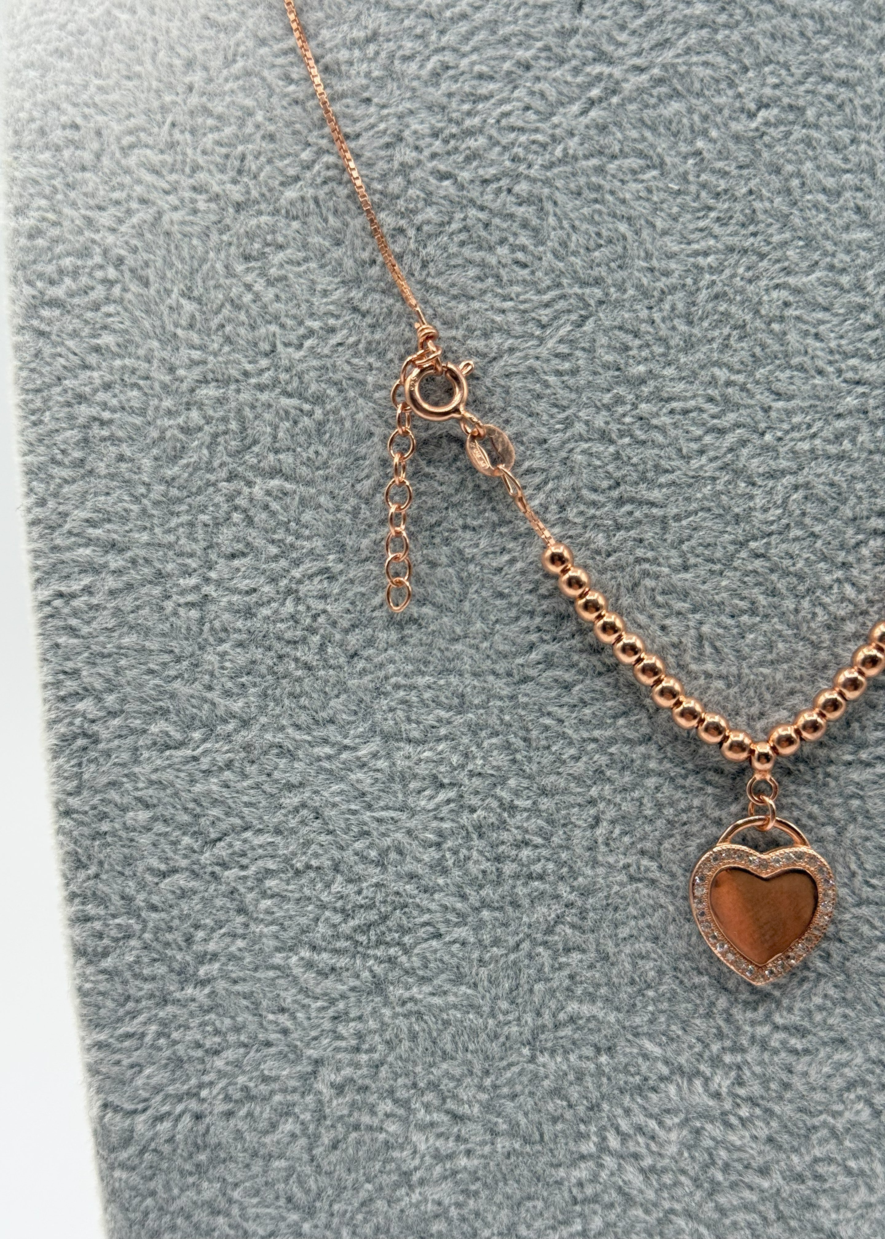 Completo Argento925 Collana + Baracciale Ramato Con Cuore Zirconato Art. Ba898 + BA89A