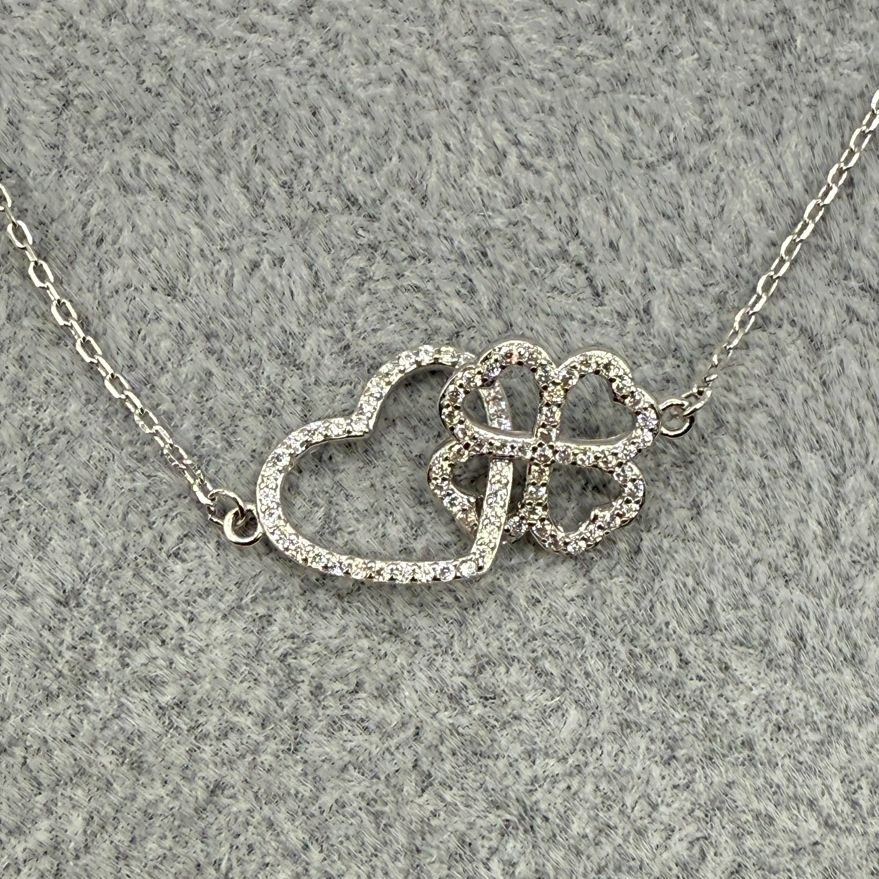 Bracciale Argento925 Con Cuore e Quadrifoglio Intrecciati Zirconati Art.BR123/4A