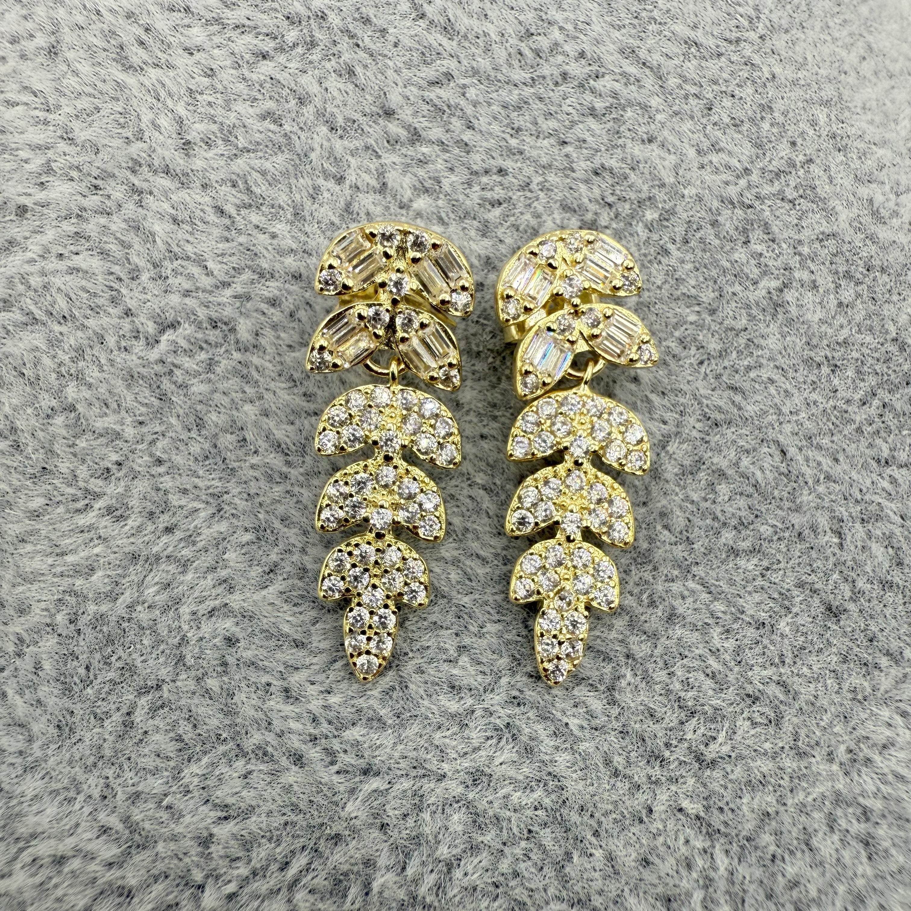 Orecchini in Argento925 Pendenti a Forma Di Foglia Art.037/24