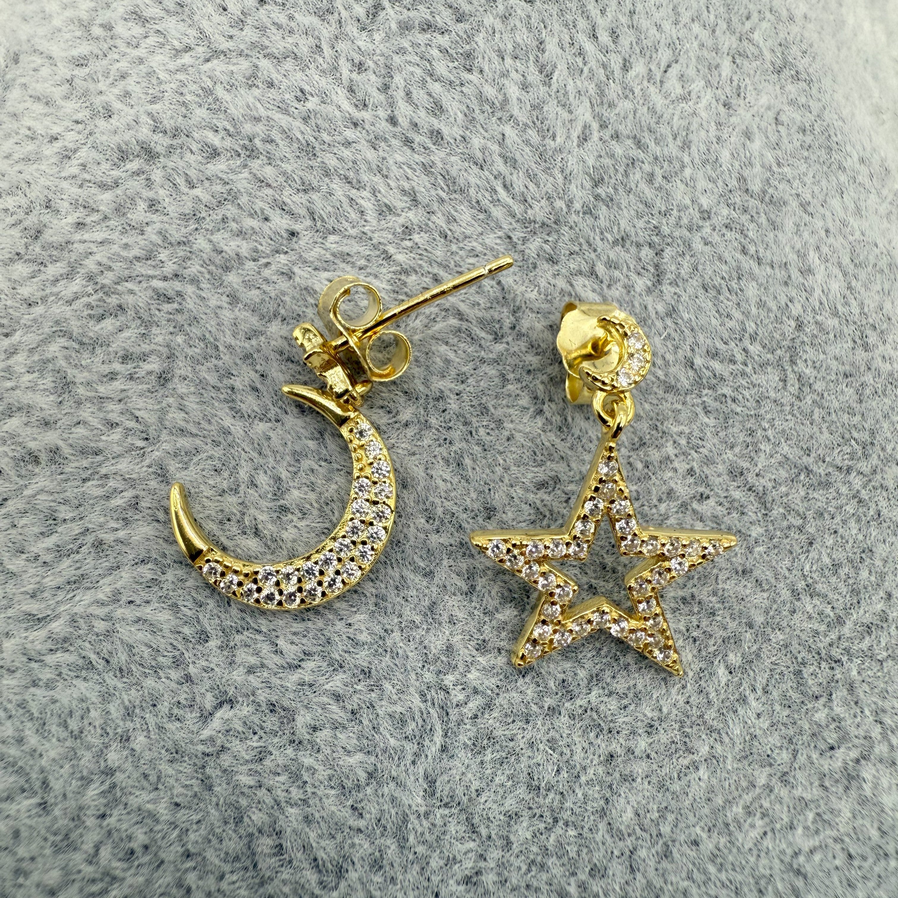 Orecchini in Argento925 Pendenti Stella e Luna Zirconati Art.029/49