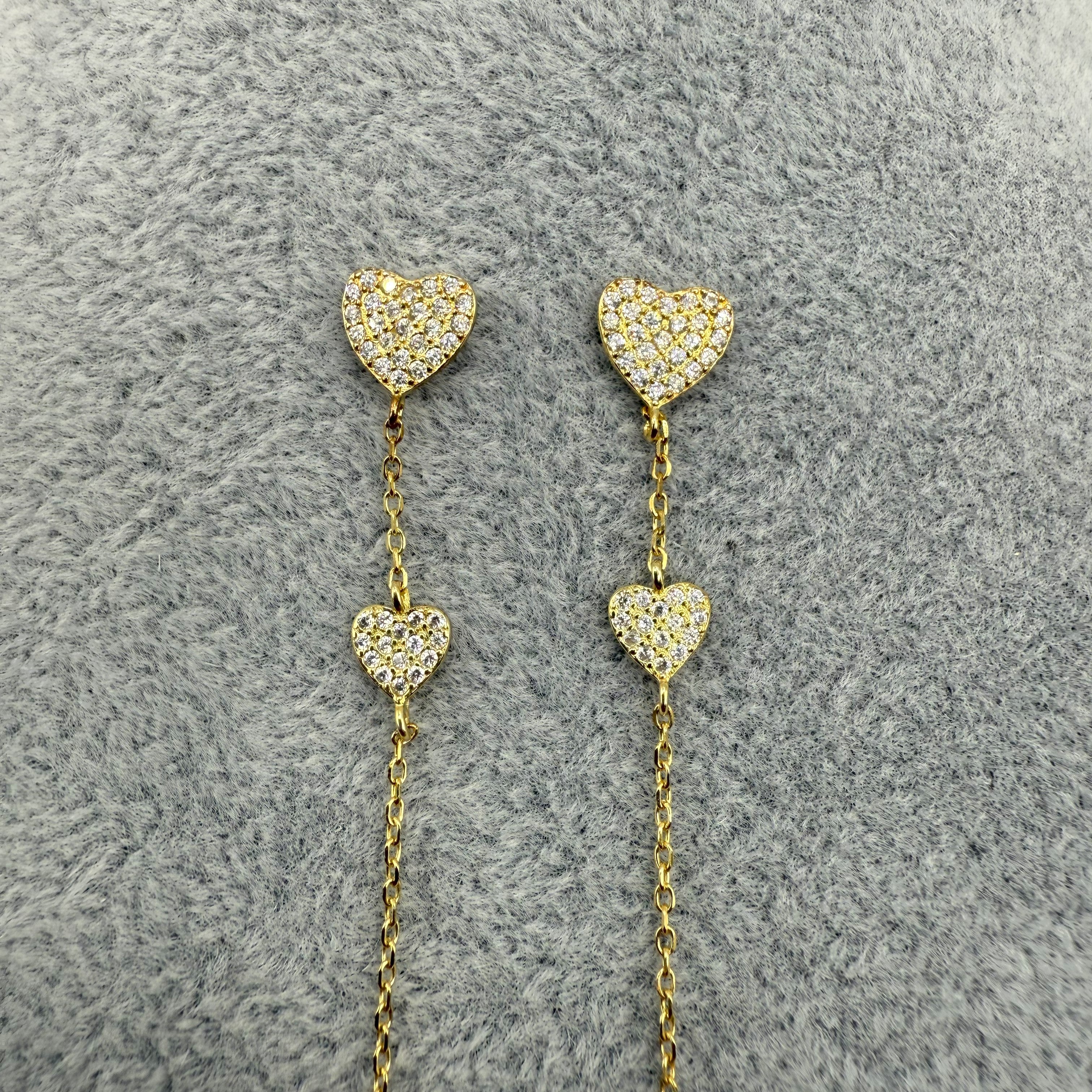 Orecchini in Argento925 Pendenti Con Cuori Zirconati Art.024/500