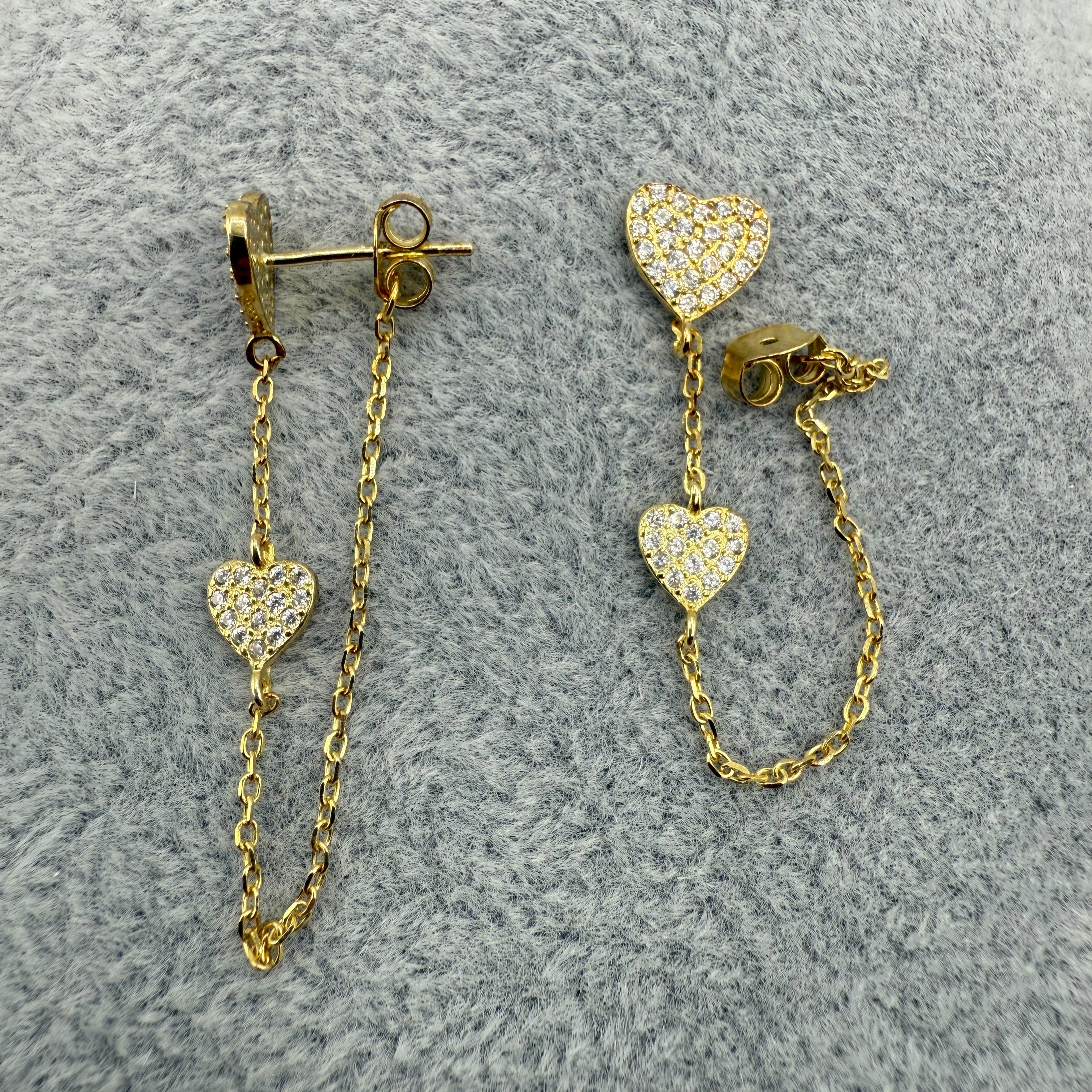 Orecchini in Argento925 Pendenti Con Cuori Zirconati Art.024/500