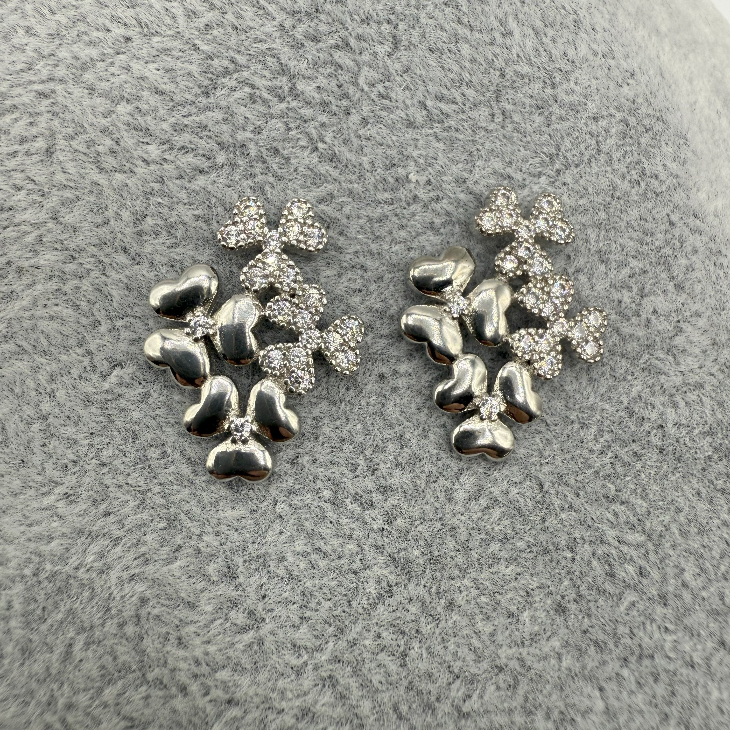 Orecchini in Argento925 Fantasia Fiori Zirconati Art.3600B