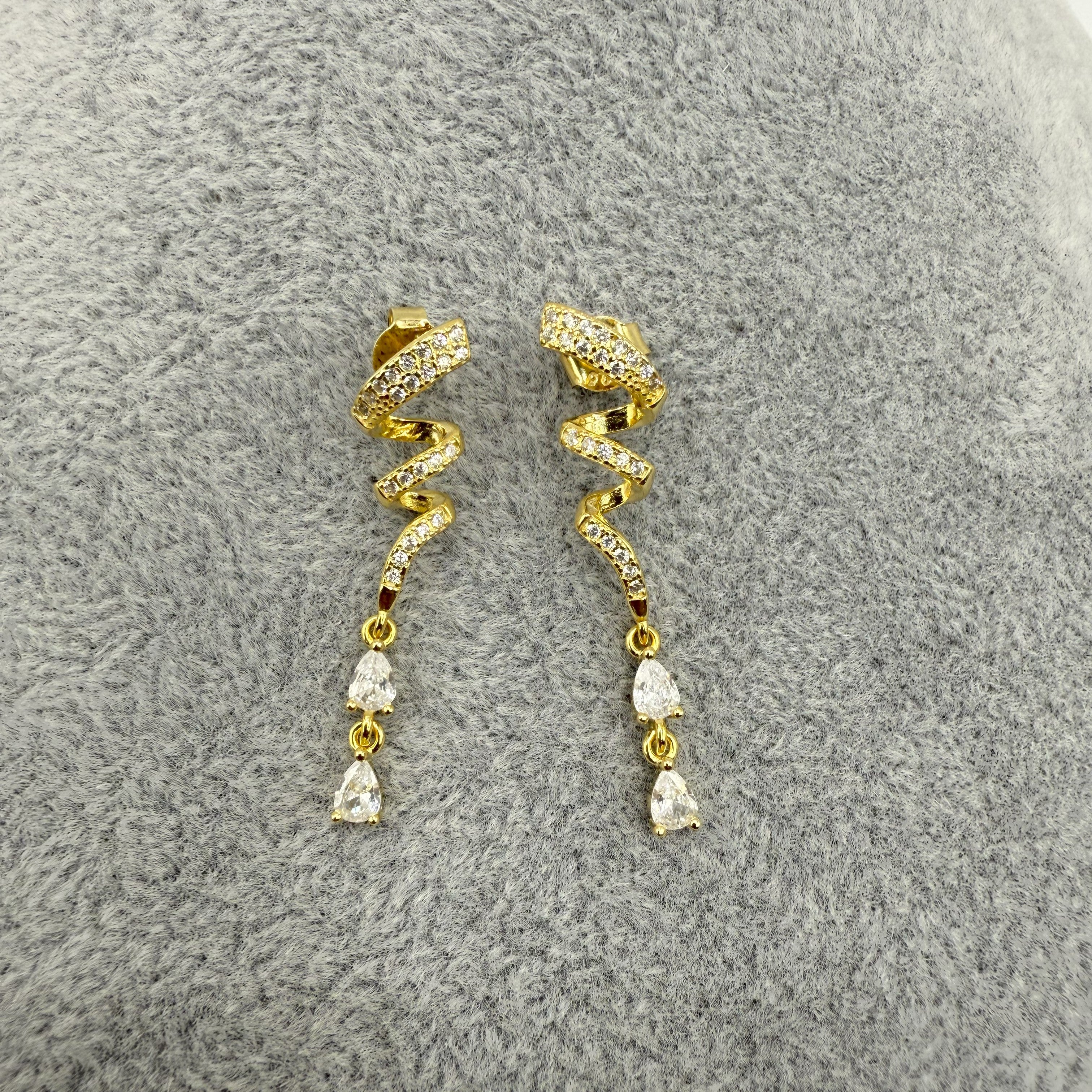 Orecchini in Argento925 Dorati  Fantasia a Spirale Con Zirconi Art.0120/21