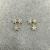 Orecchini in Argento925 Dorati Fantasia a Fiori Con Zirconi Art.034/75