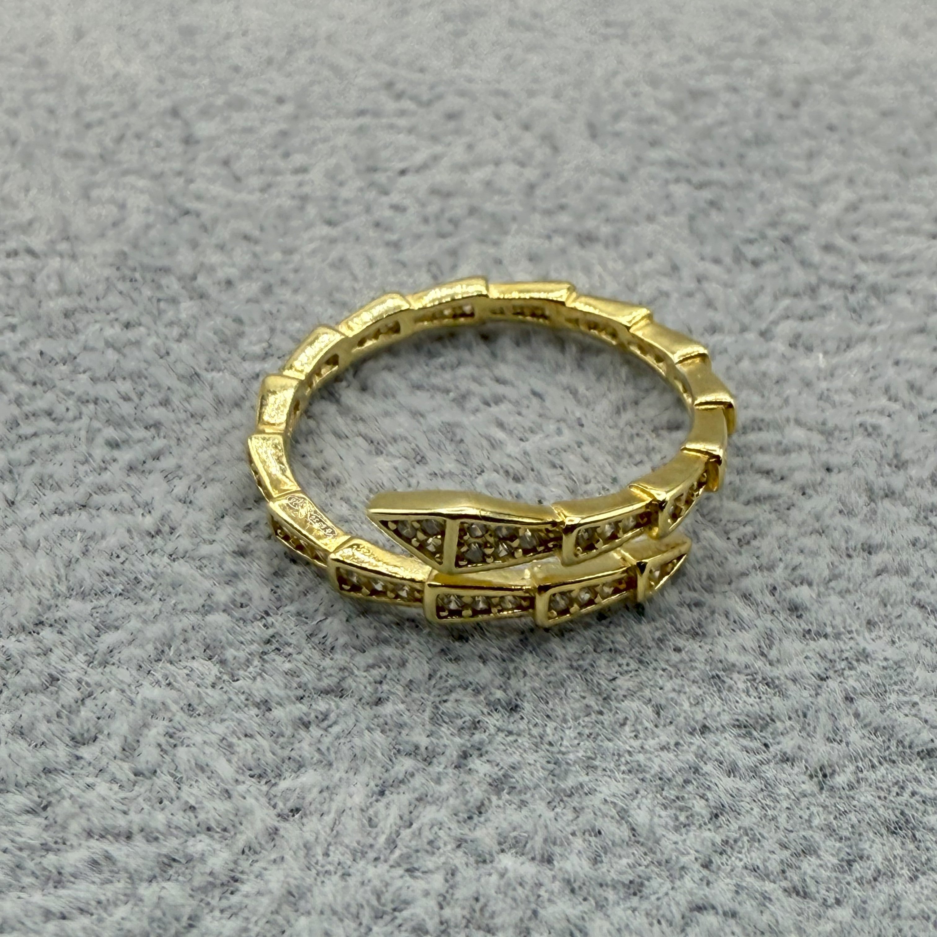 Anello Argento925 Dorato Fantasia Serpente Zirconato Art.A65/39