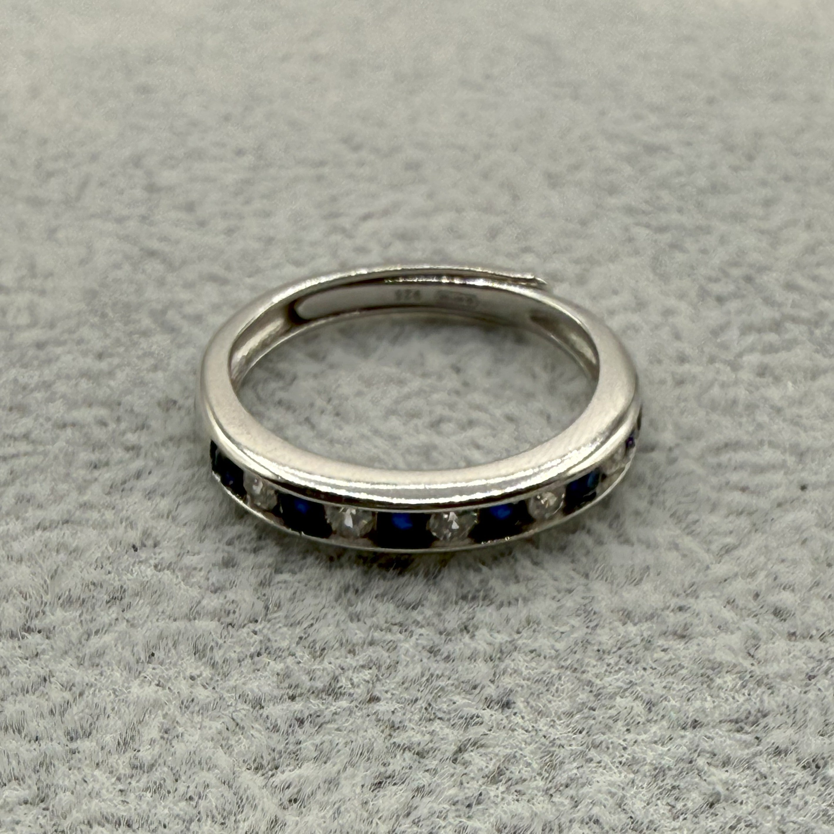 Anello Argento925 Con Zirconi Bianchi e Zaffiro Art.5562