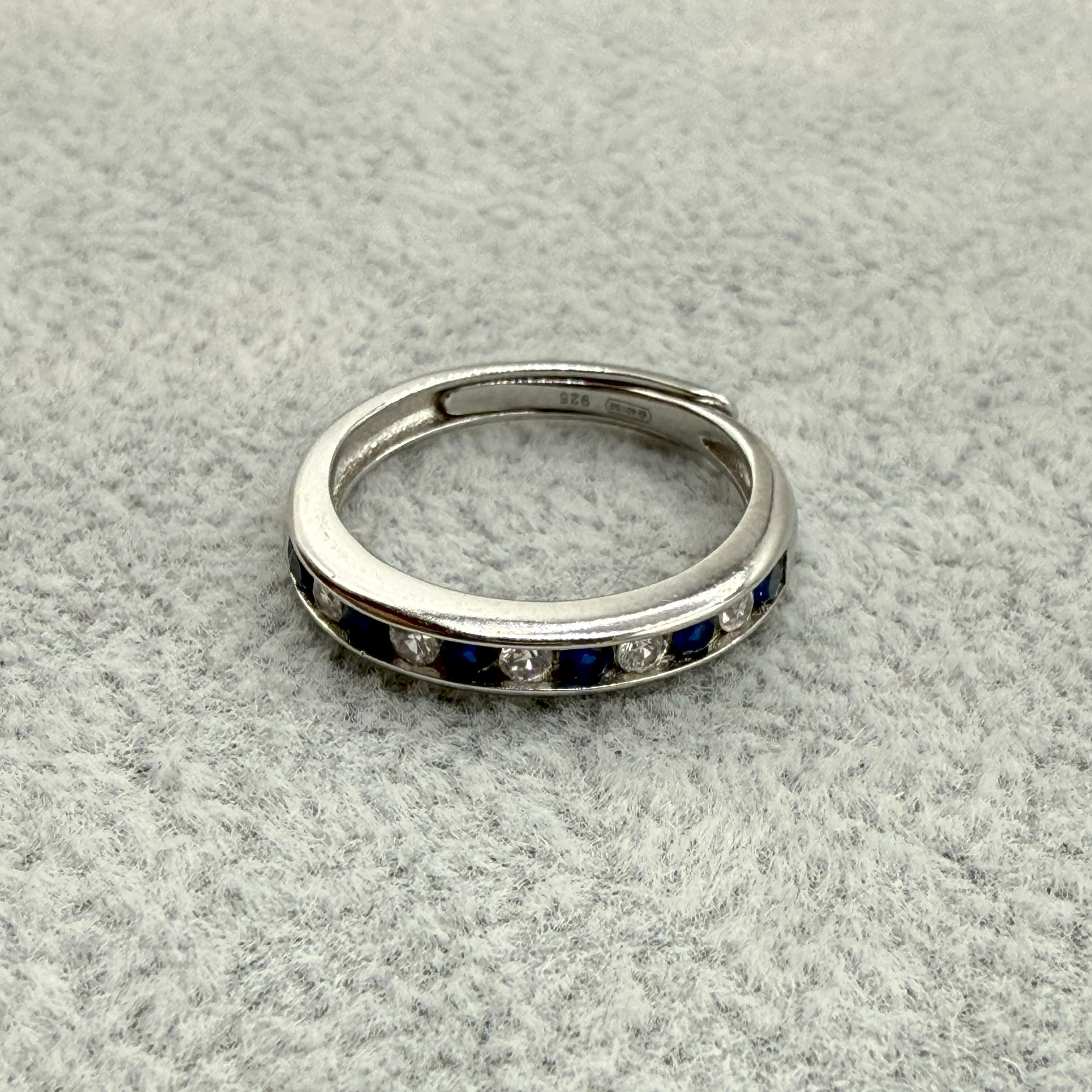 Anello Argento925 Con Zirconi Bianchi e Zaffiro Art.5562