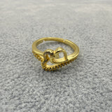 Anello Argento925 Dorato Con Cuori e Zirconi Art. 9461