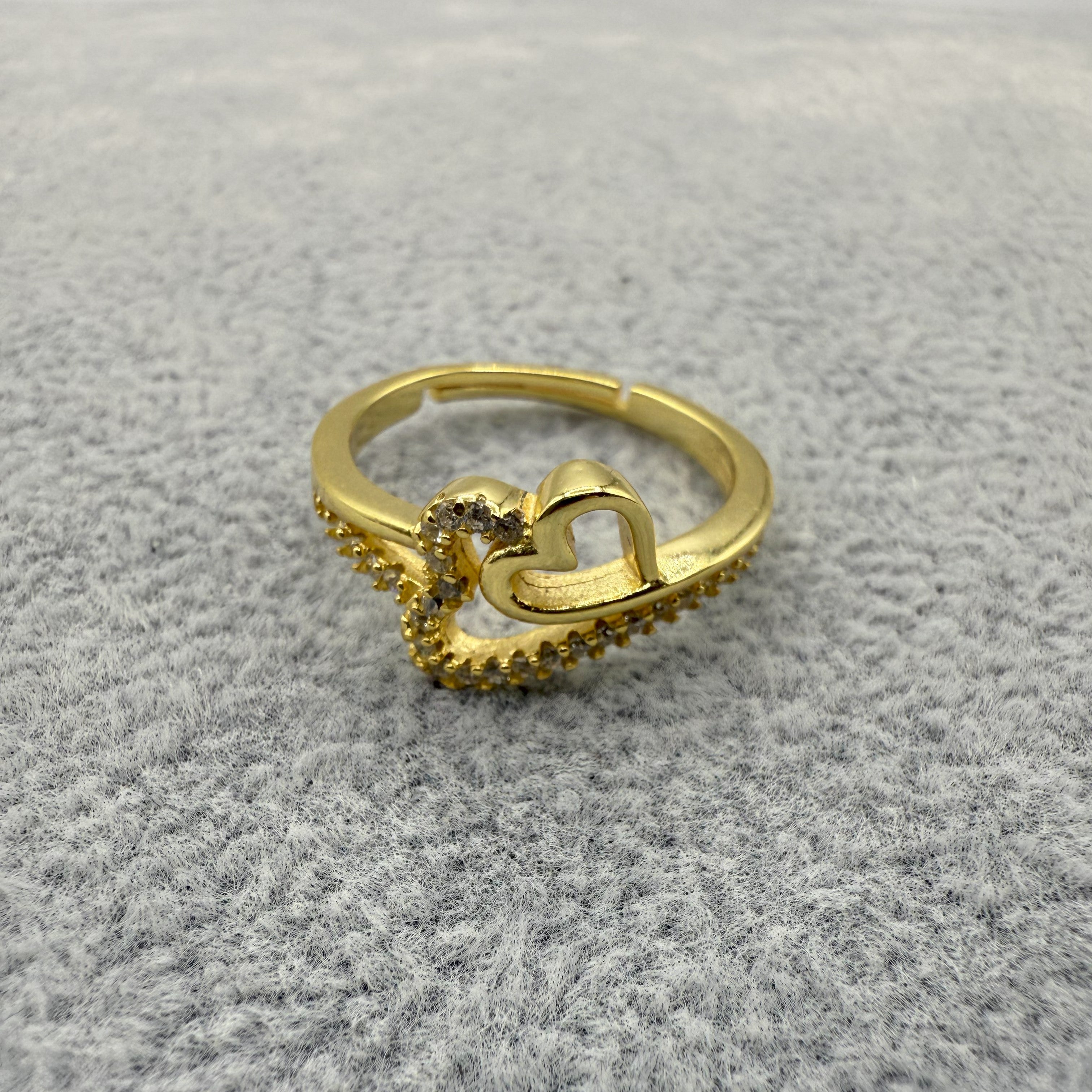 Anello Argento925 Dorato Con Cuori e Zirconi Art. 9461