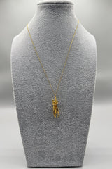 Collana Uomo Acciaio Dorato Con Ciondolo Amanti