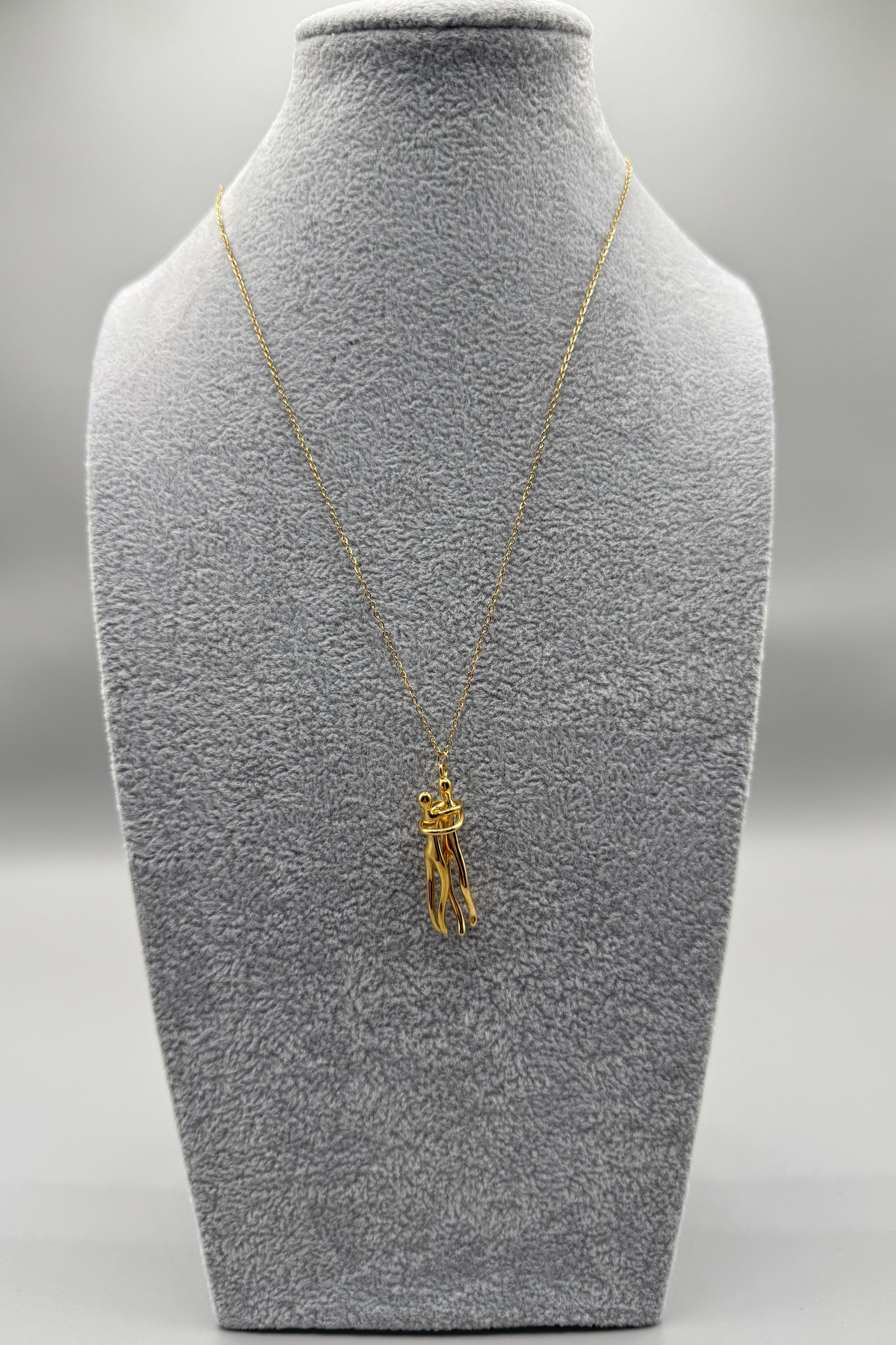 Collana Uomo Acciaio Dorato Con Ciondolo Amanti