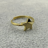Anello Argento925 Dorato Con Stella Centrale Con Zirconi Art.A30/119