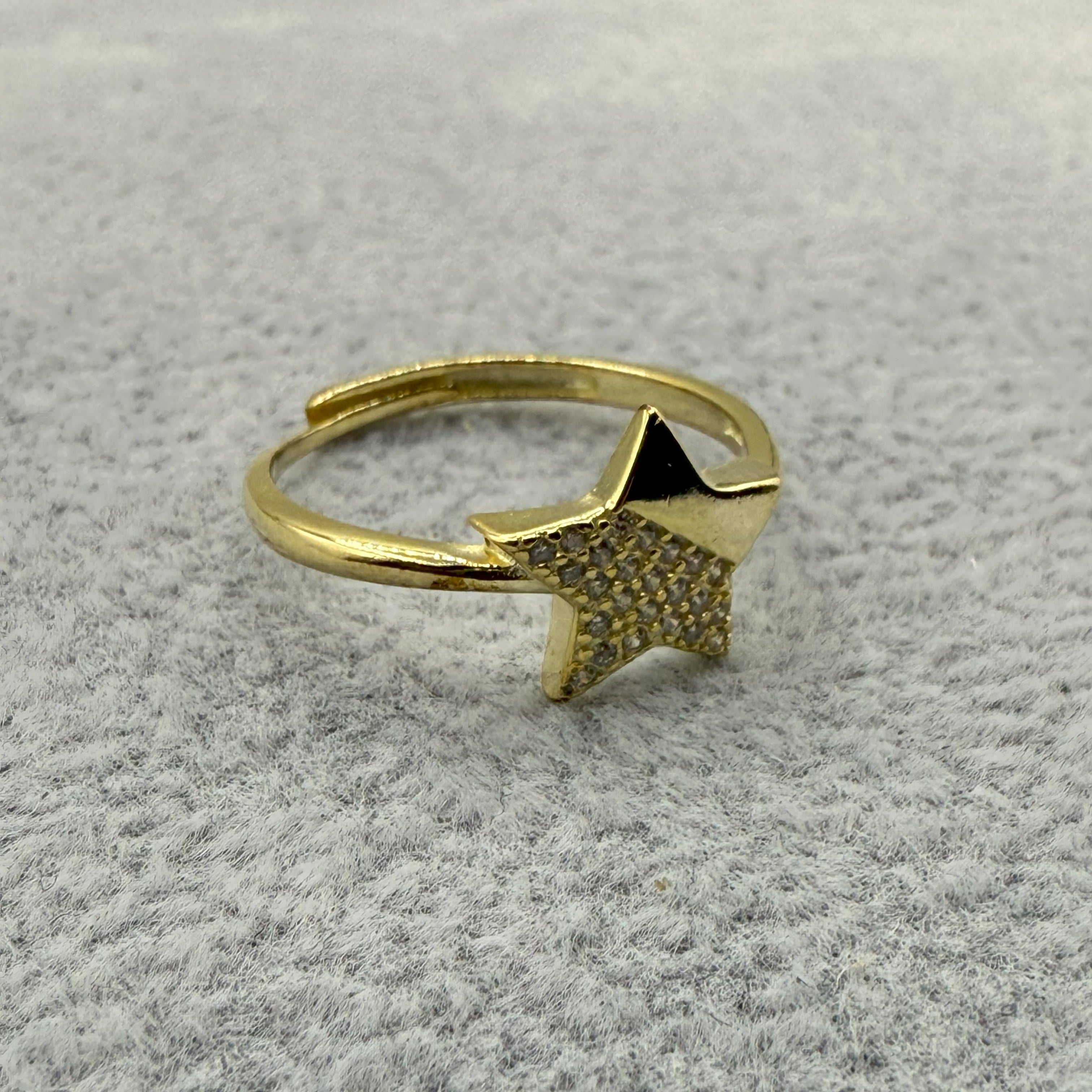 Anello Argento925 Dorato Con Stella Centrale Con Zirconi Art.A30/119