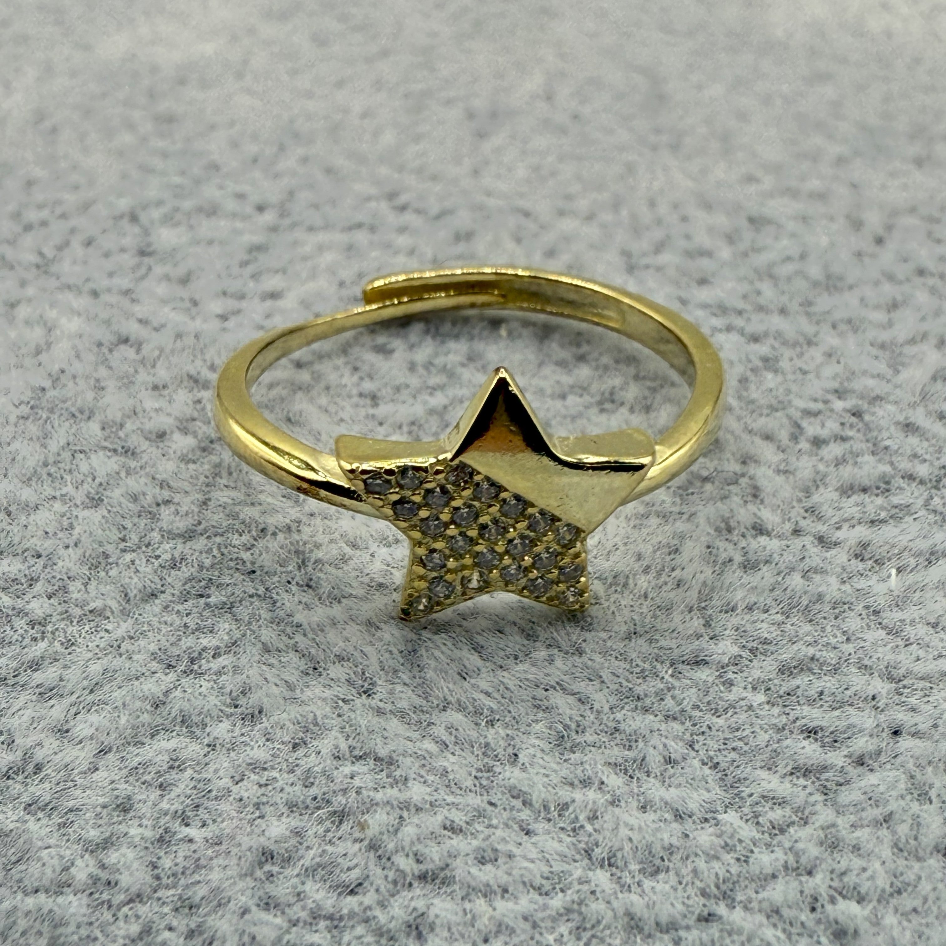 Anello Argento925 Dorato Con Stella Centrale Con Zirconi Art.A30/119