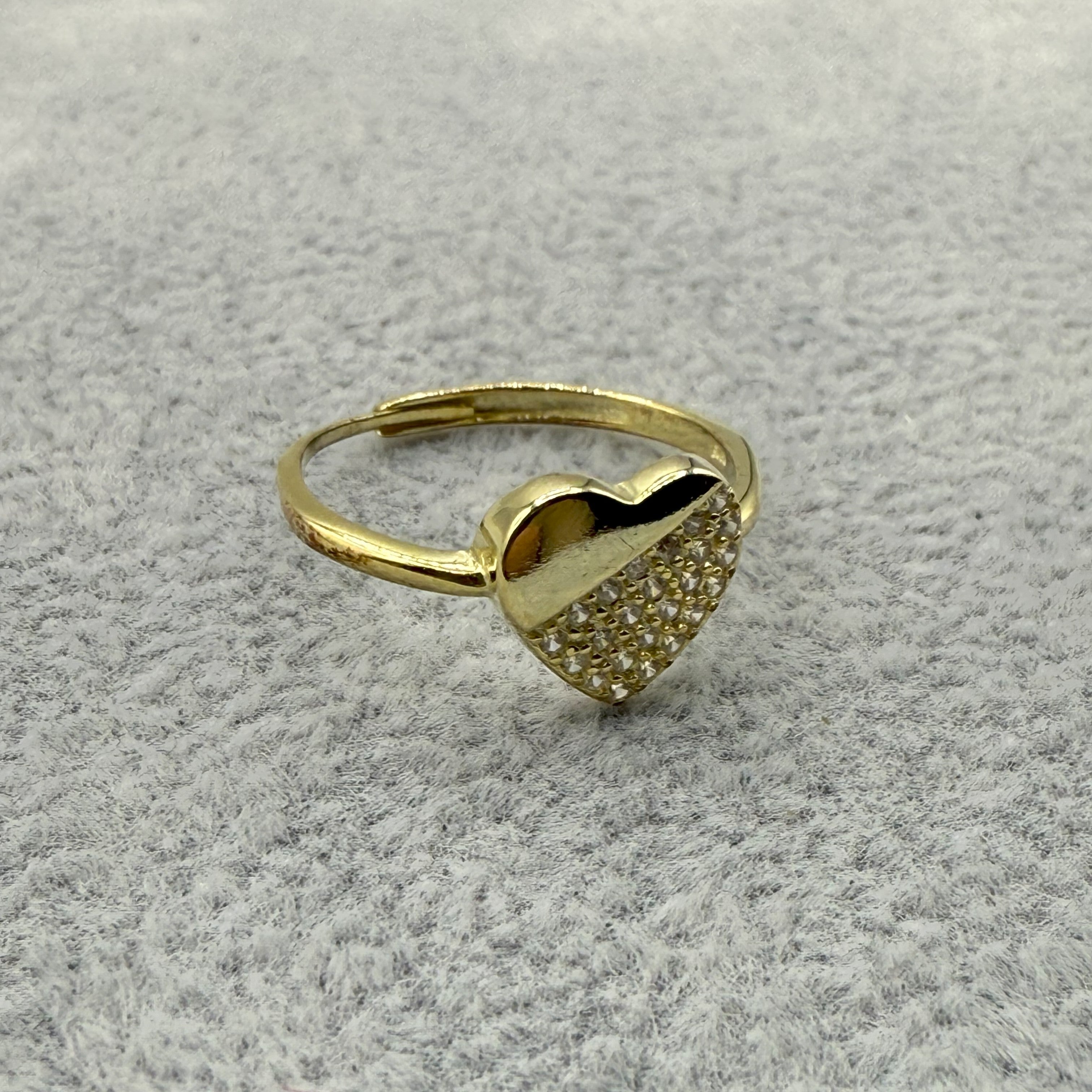 Anello Argento925 Dorato Con Cuore Centrale Con Zirconi Art.A24/119