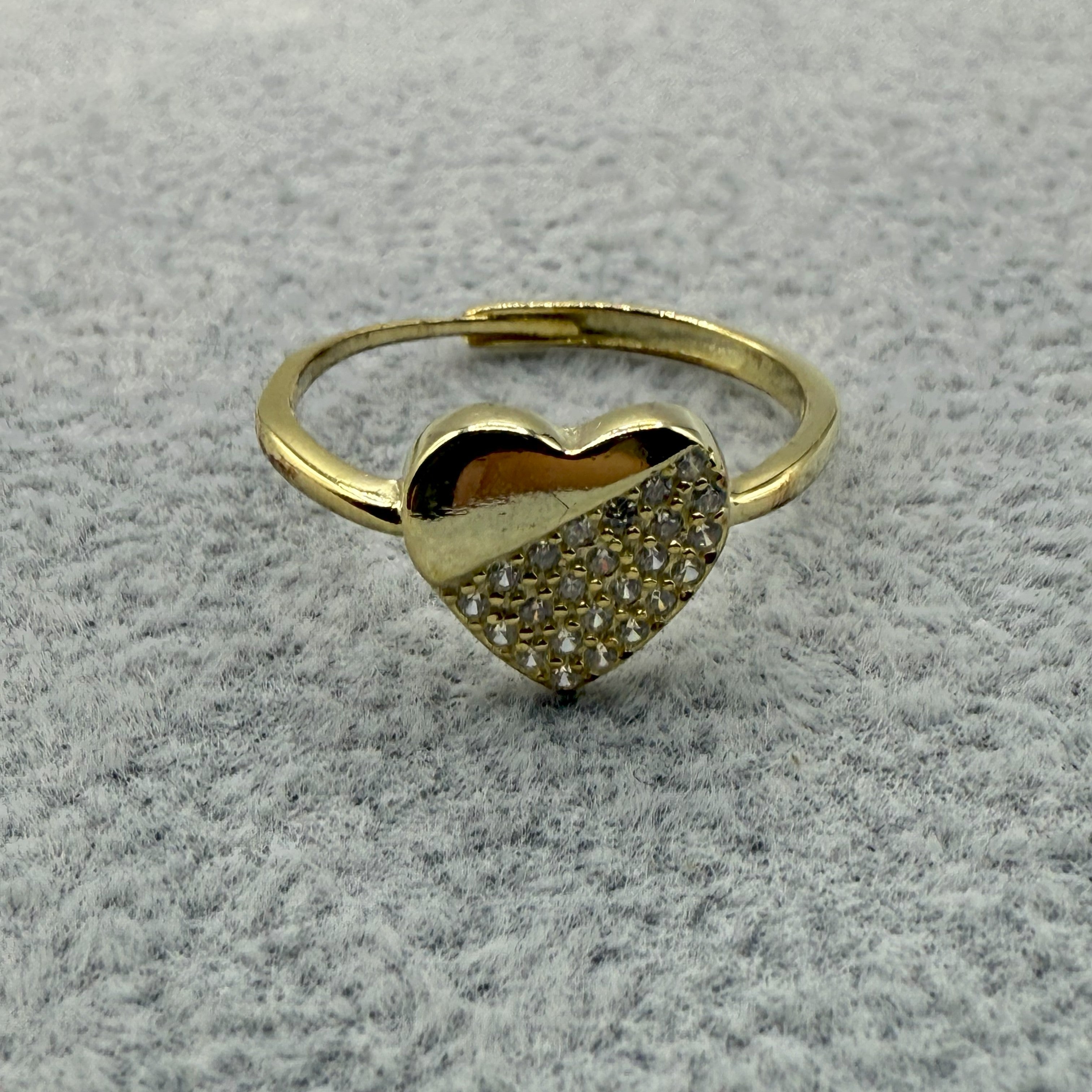 Anello Argento925 Dorato Con Cuore Centrale Con Zirconi Art.A24/119