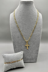 Completo Collana Con Ciondolo Crocifisso + Bracciale 3+1 Argento925