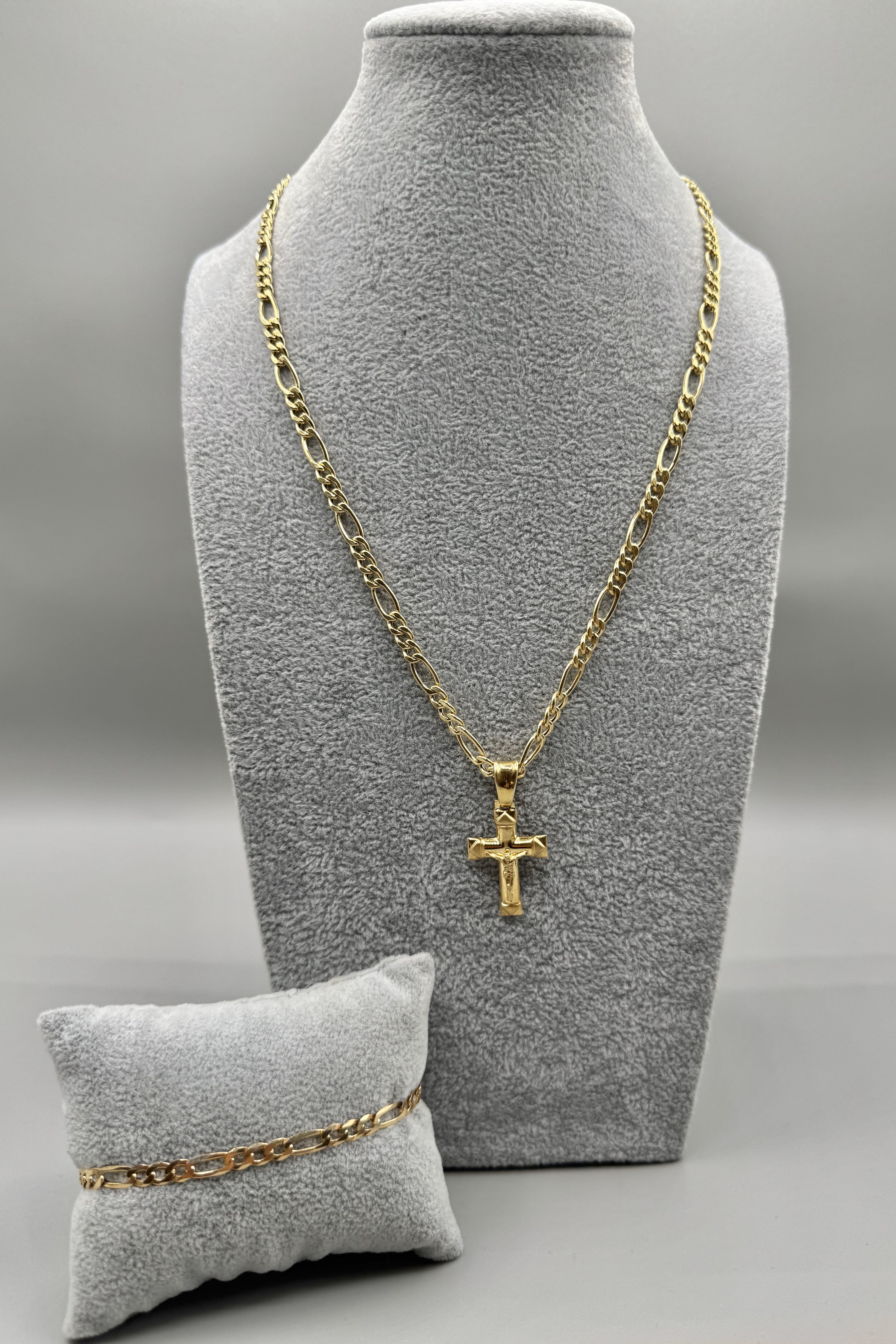 Completo Collana Con Ciondolo Crocifisso + Bracciale 3+1 Argento925