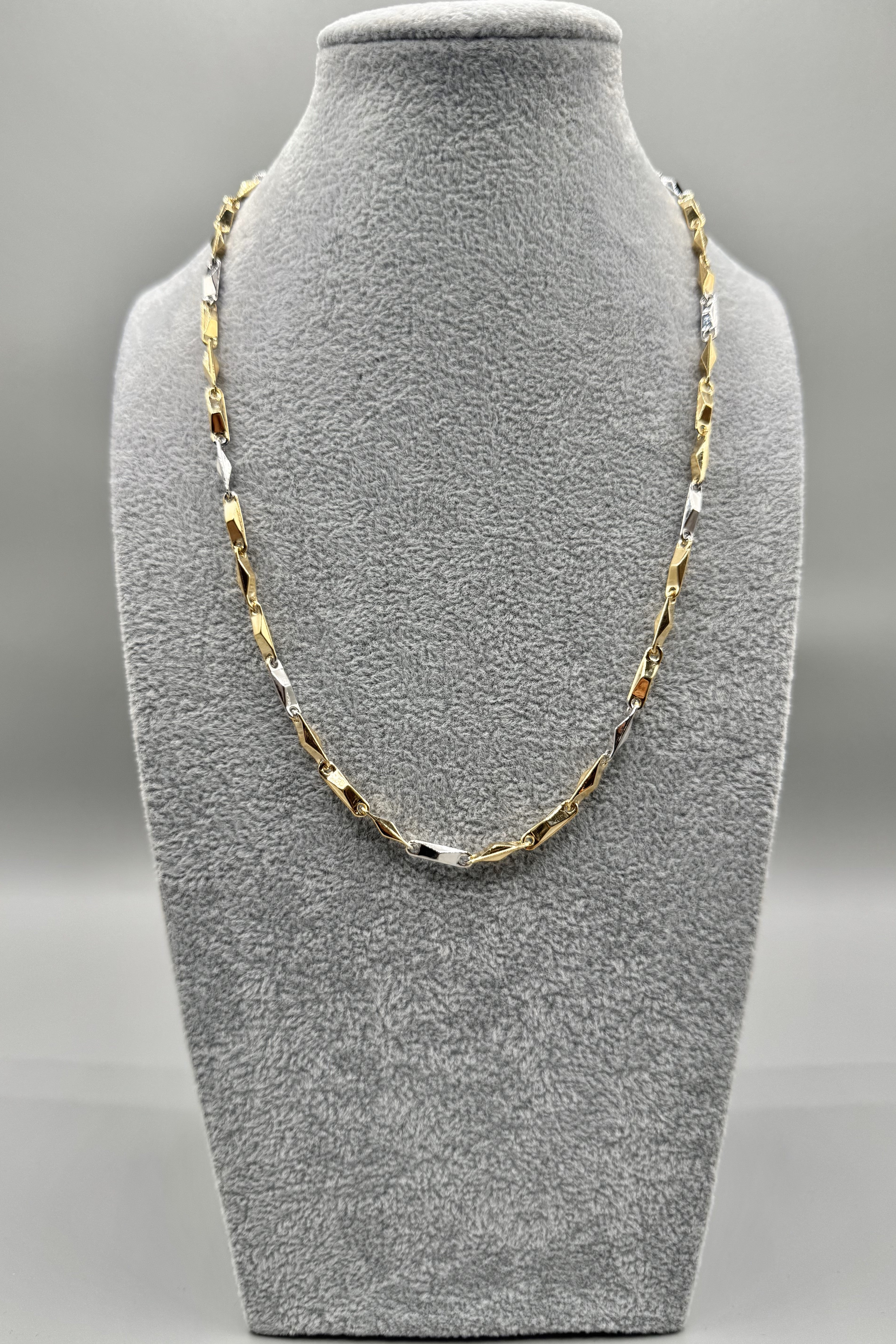 Collana Uomo Bicolore Fantasia Rombi Argento 925