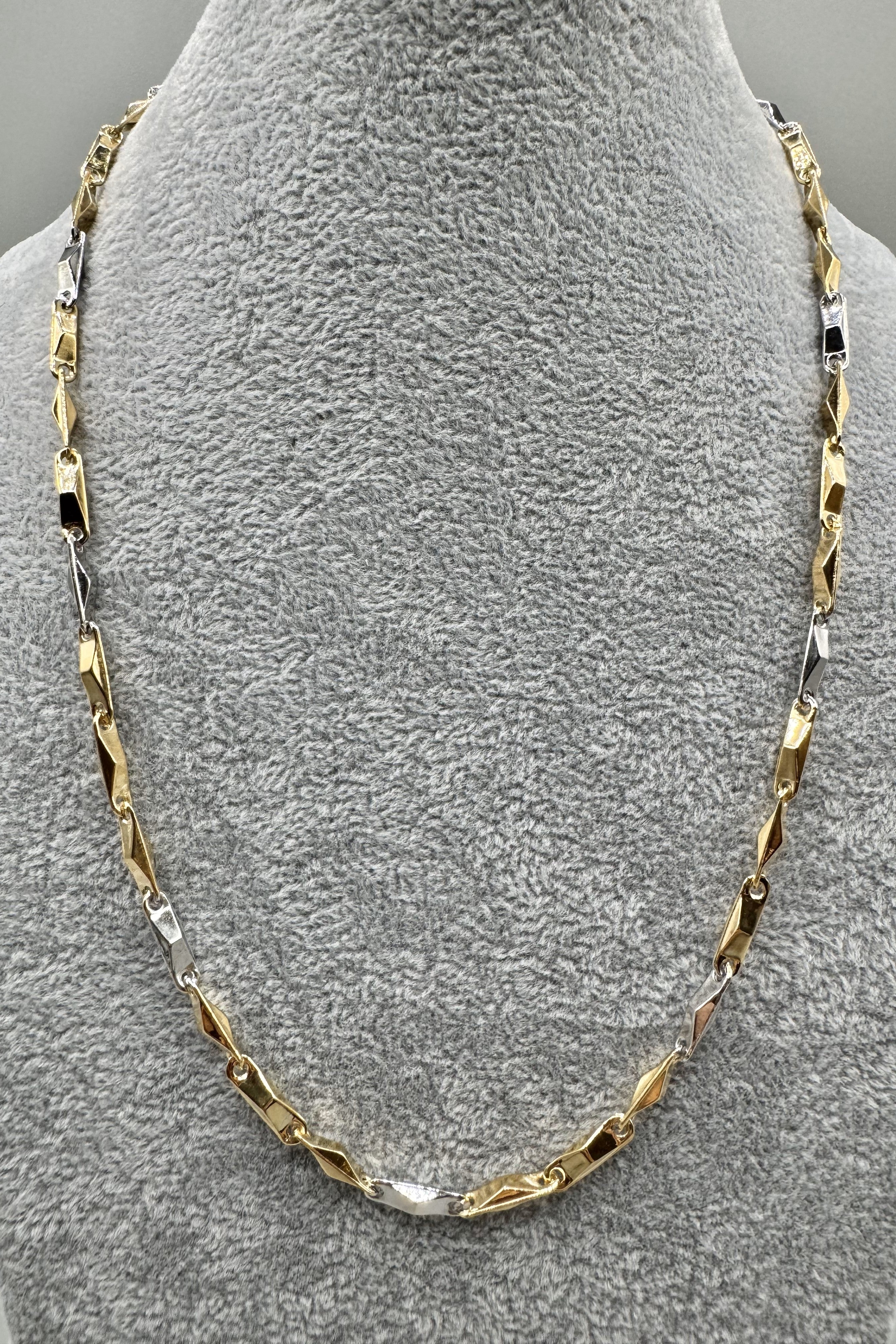 Completo Collana + Bracciale Bicolore Fantasia Rombi Argento925